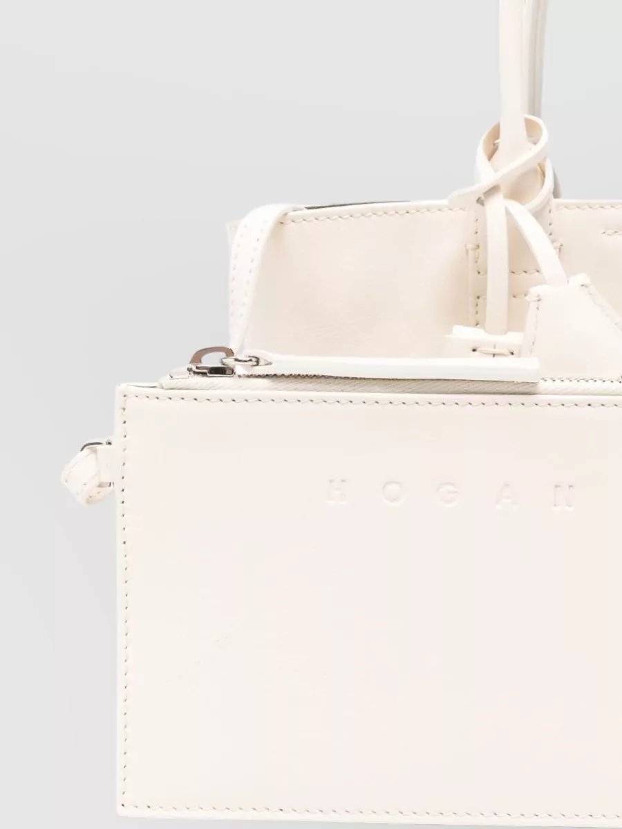 Hogan Mini Leather Tote Bag Detachable Charm Strap