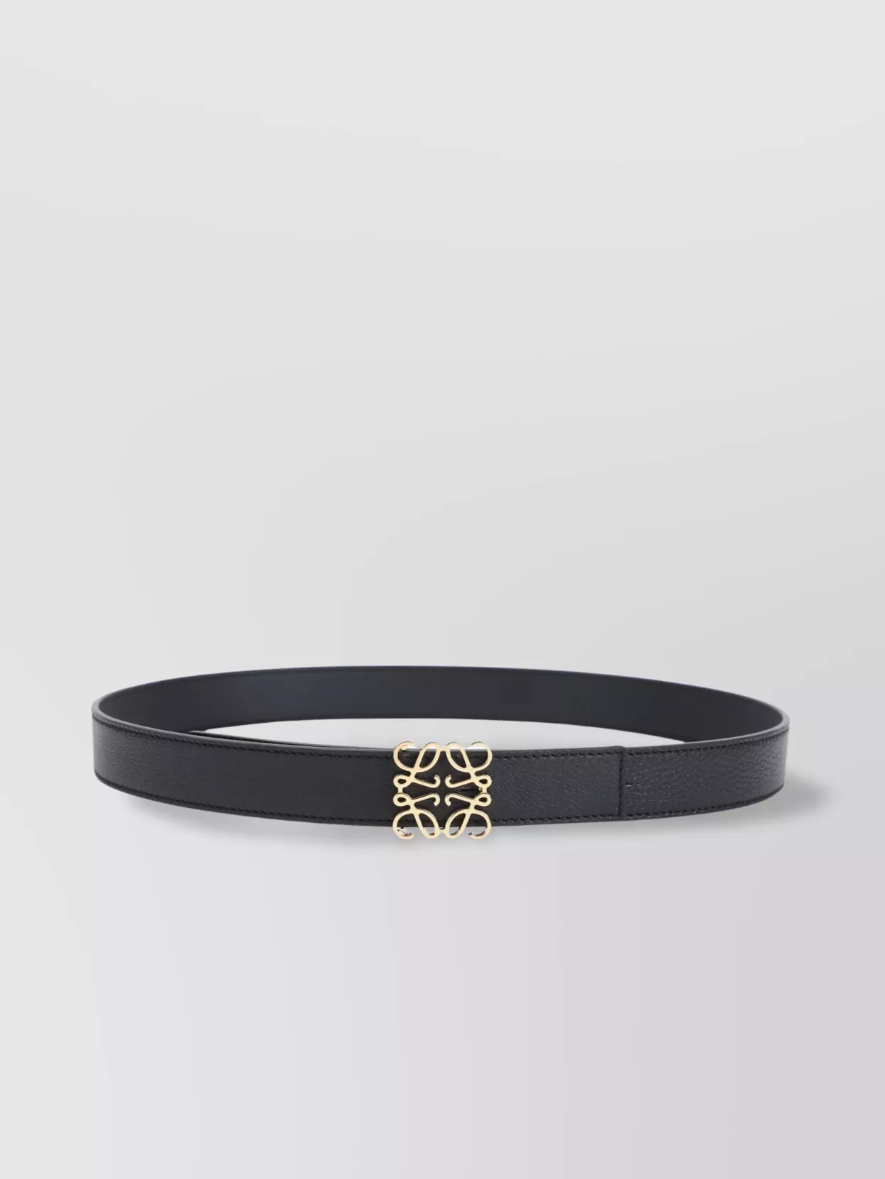 Loewe Calfskin Leather Belt With Intricate Gold-tone Buckle In Black