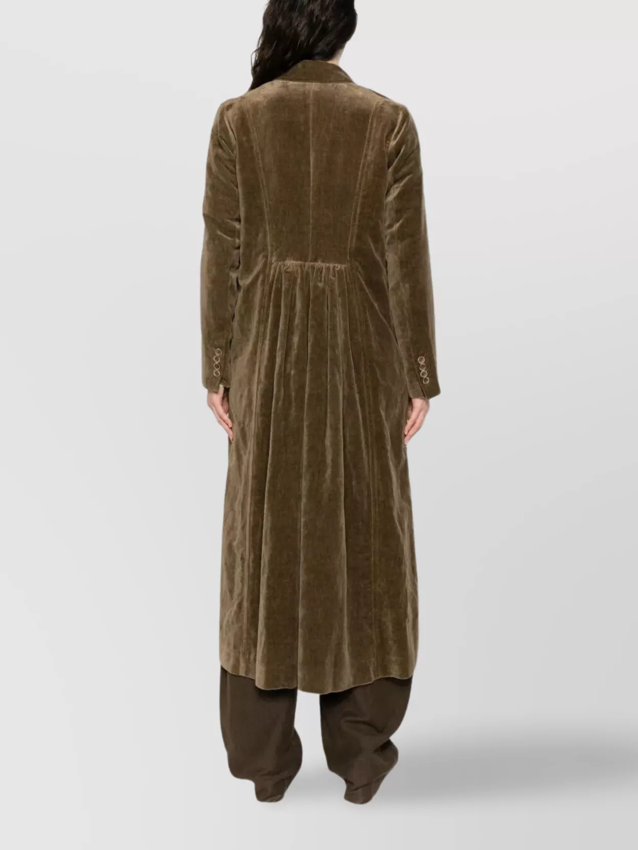 Uma Wang Velvet Texture Camelot Coat With Peak Lapels