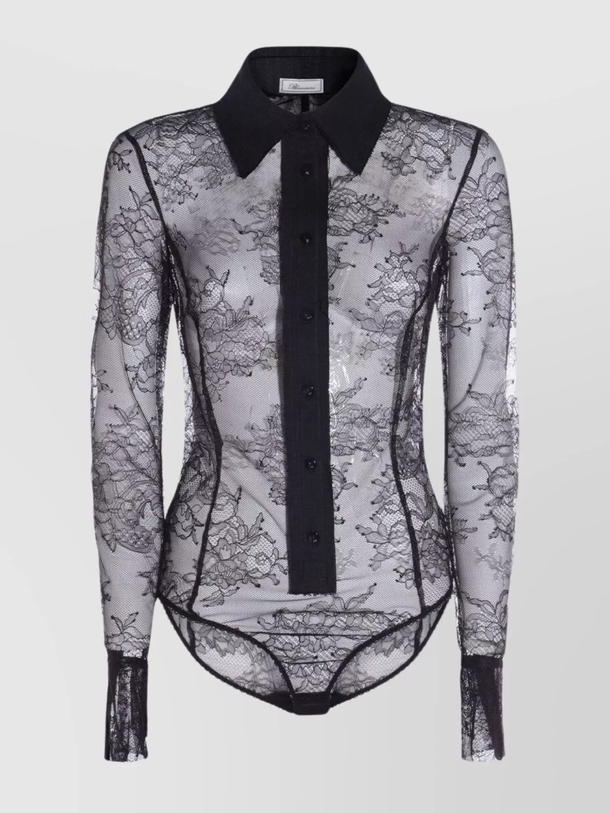 Blumarine Sheer Lace Long Sleeves Scalloped Edges