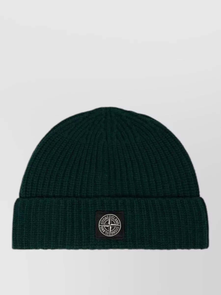 Stone Island ribbed virgin wool beanie