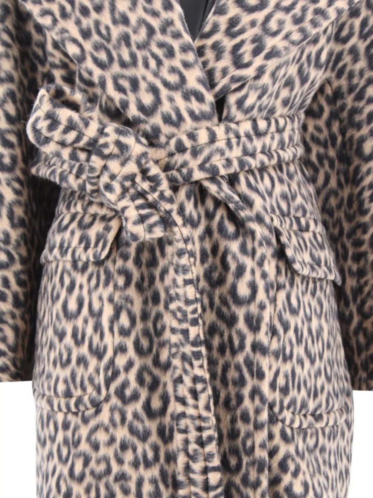 Tagliatore Animal Print Coat Belted Waist
