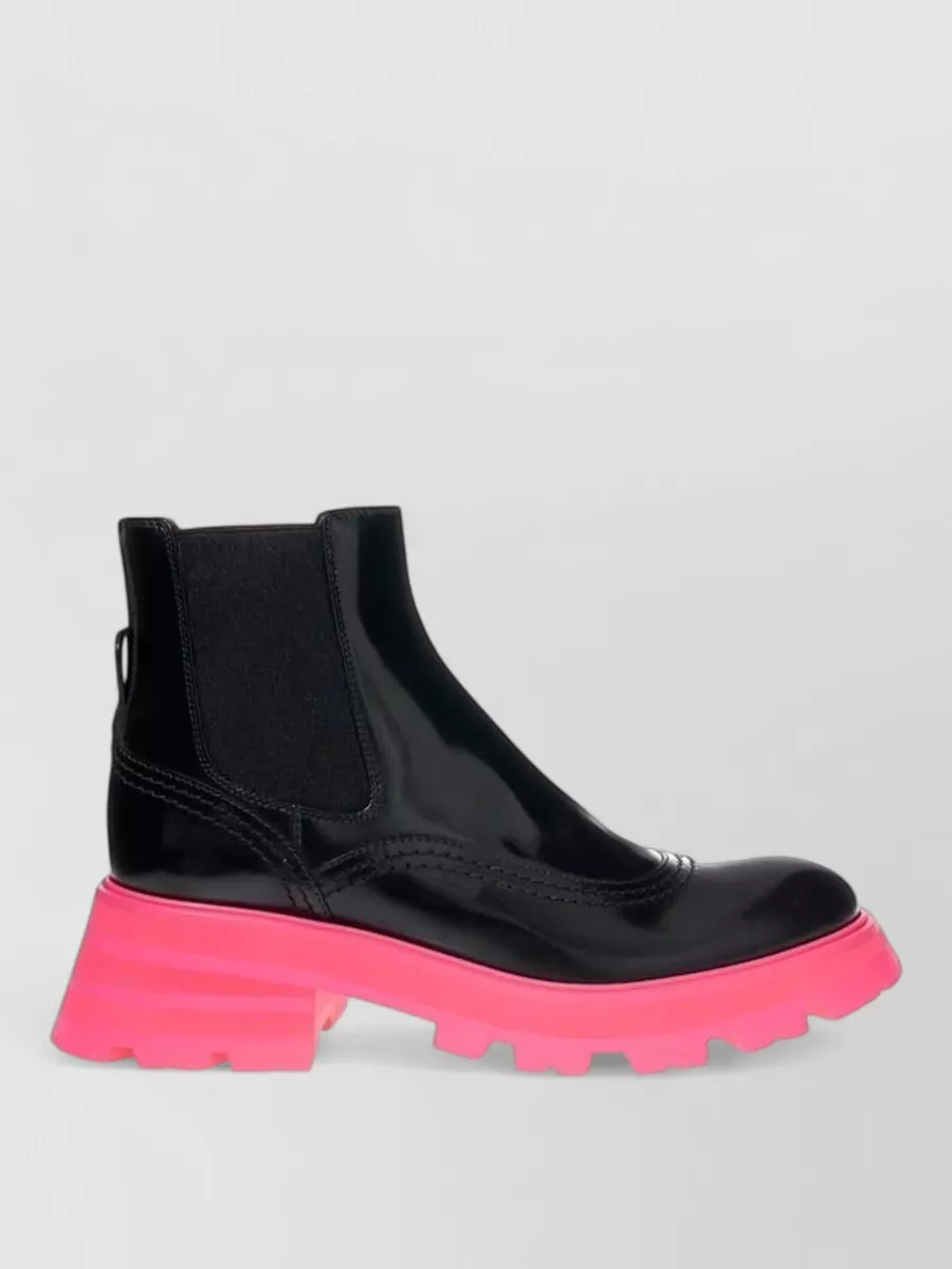 Alexander Mcqueen Leather Platform Chelsea Boots