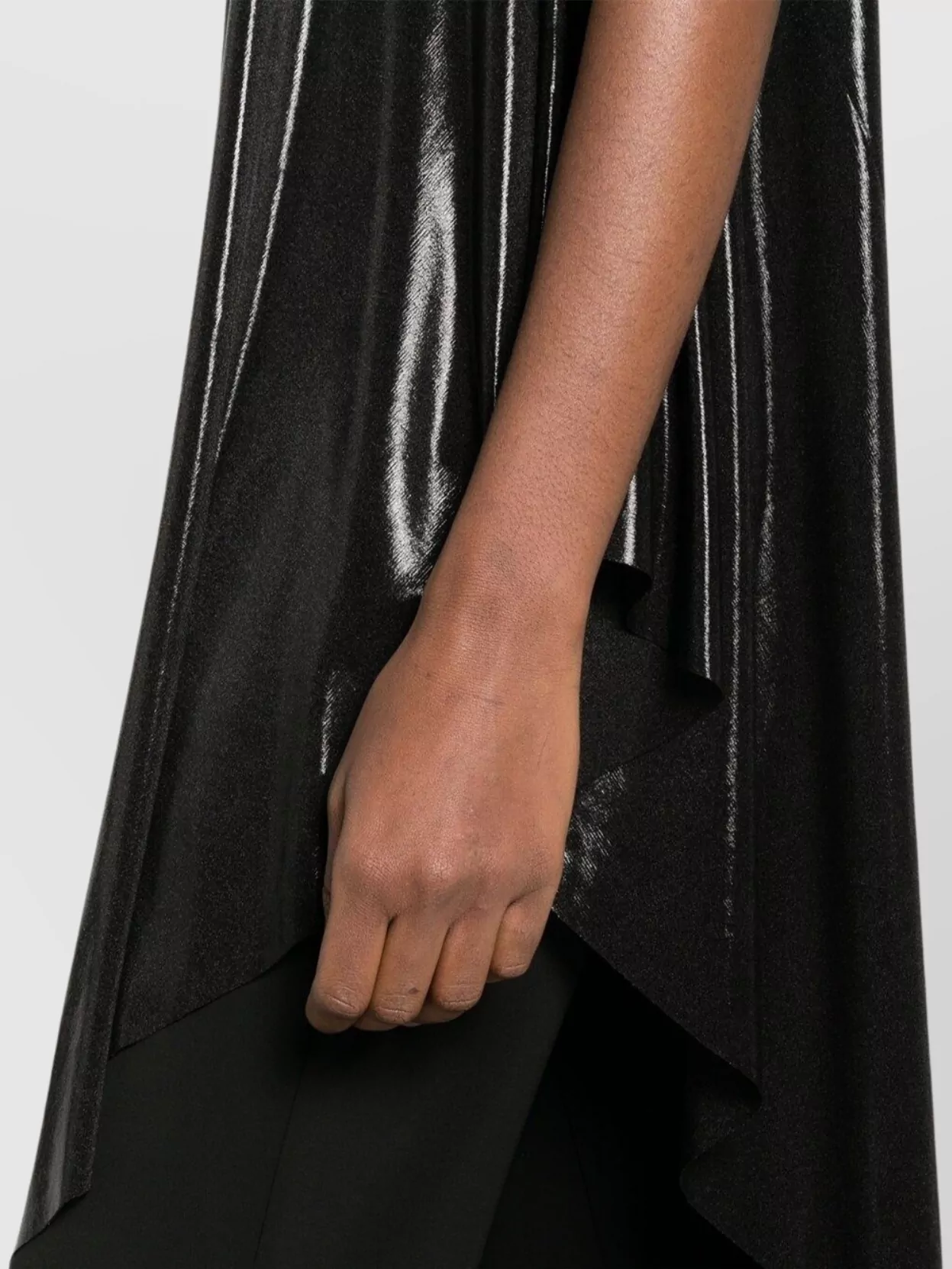 Shop Norma Kamali One Shoulder Draped Tunic In Metallic
