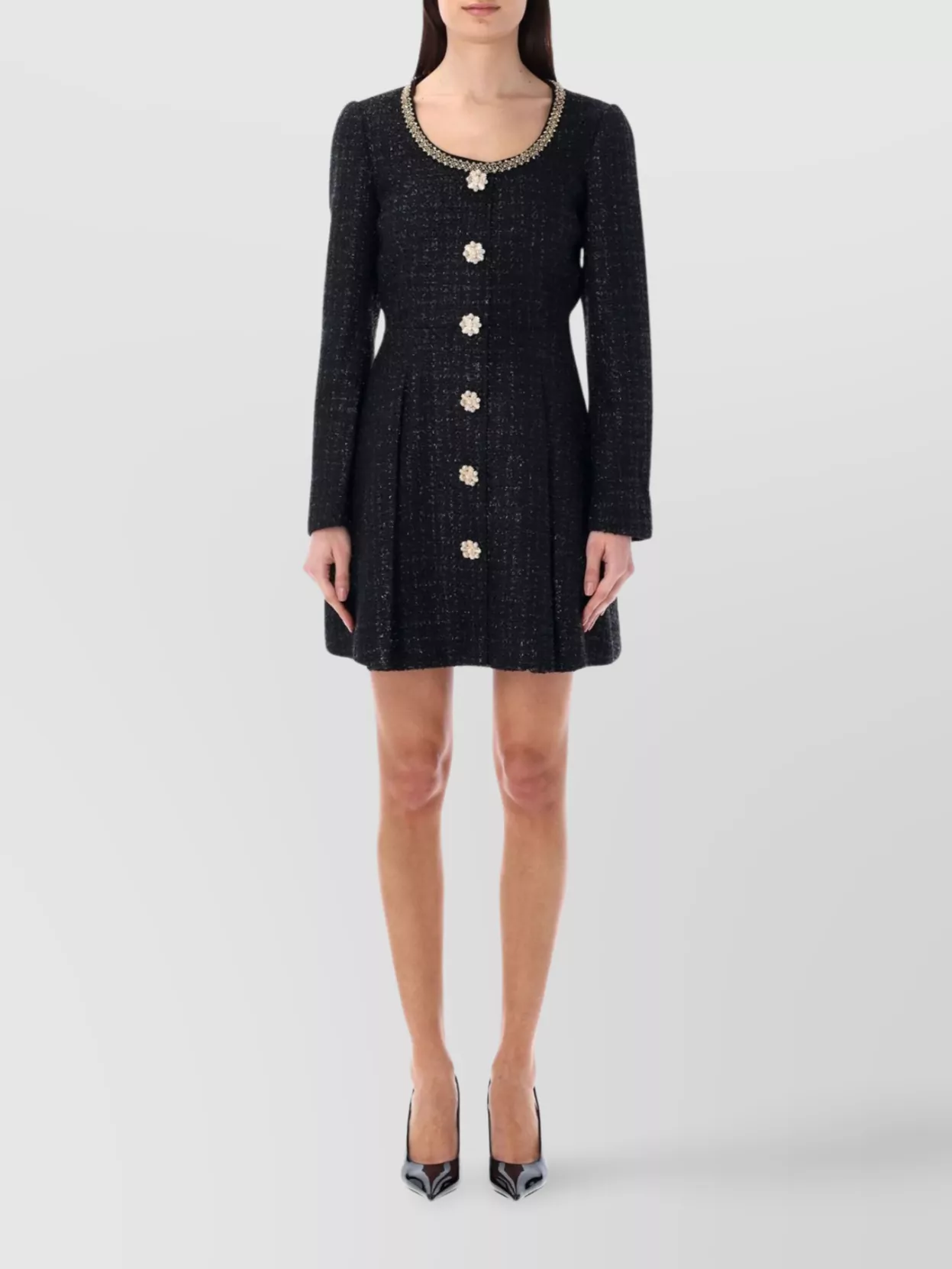 Self-Portrait Bouclé Scoop Neck Mini Dress