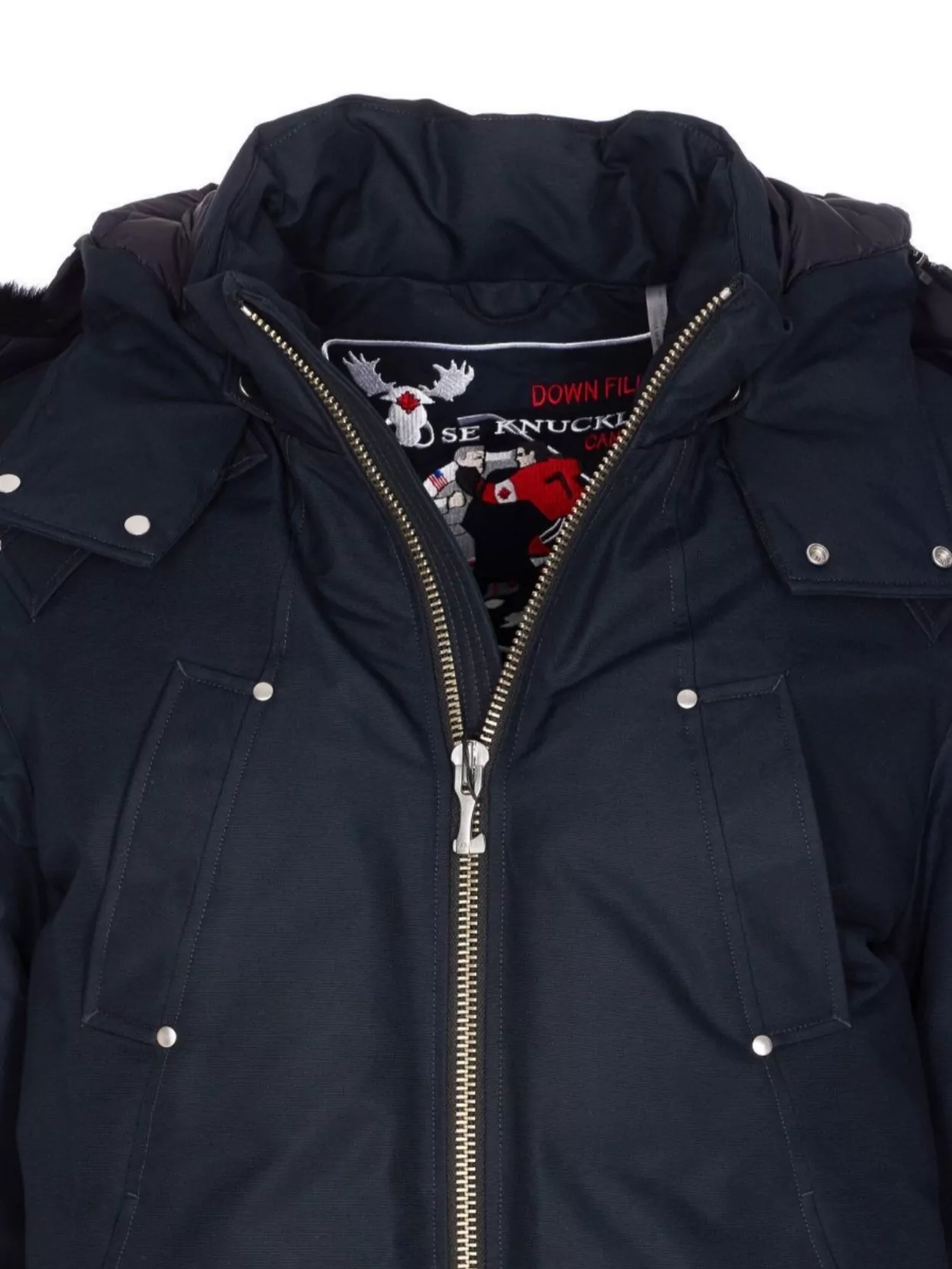 Moose Knuckles Stylish Bomber Jacket Hood In Blue
