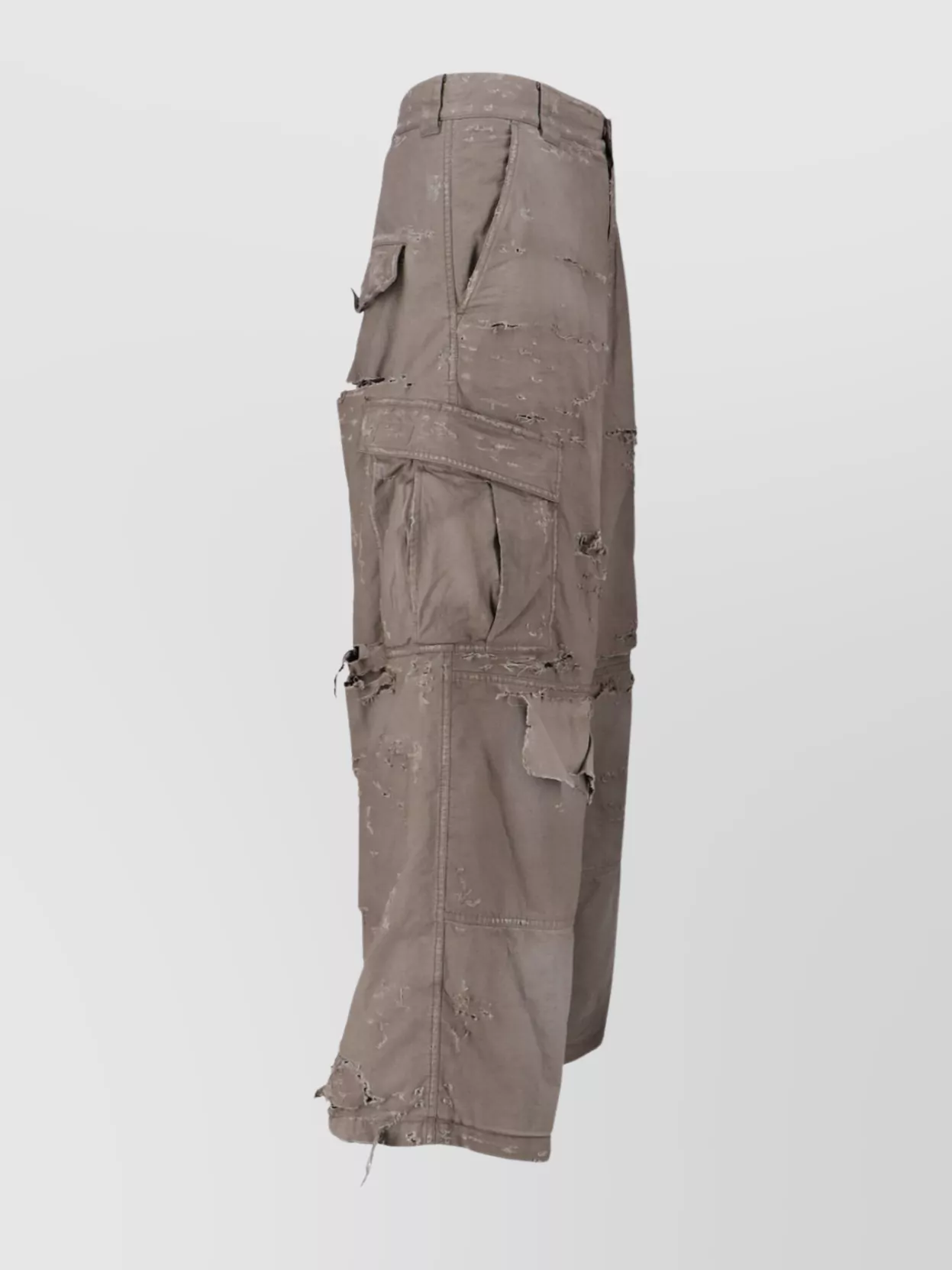 Balenciaga Wide Leg Cargo Trousers With Distressed Hem