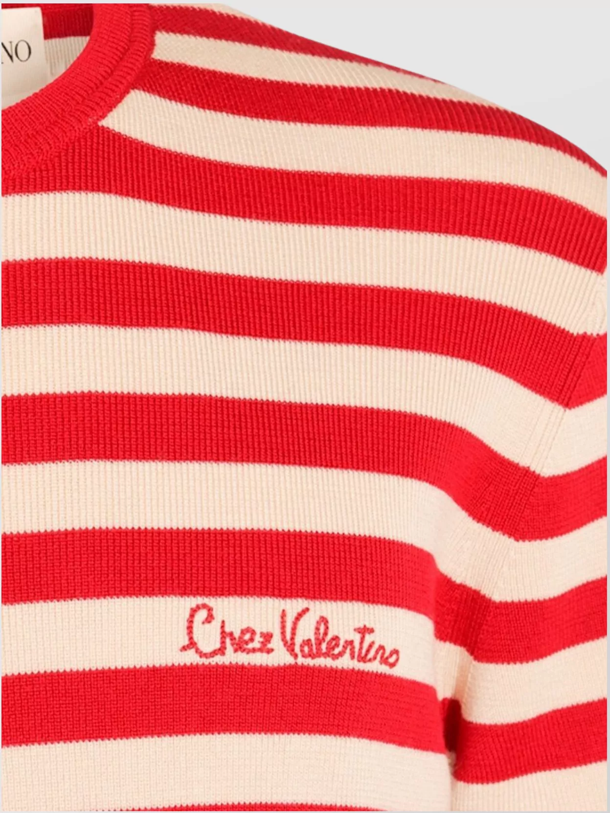 Valentino Striped Crewneck Sweater Ribbed Finish