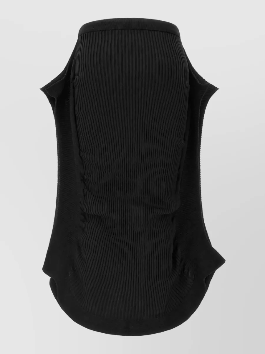 Issey Miyake ribbed draped midi skirt