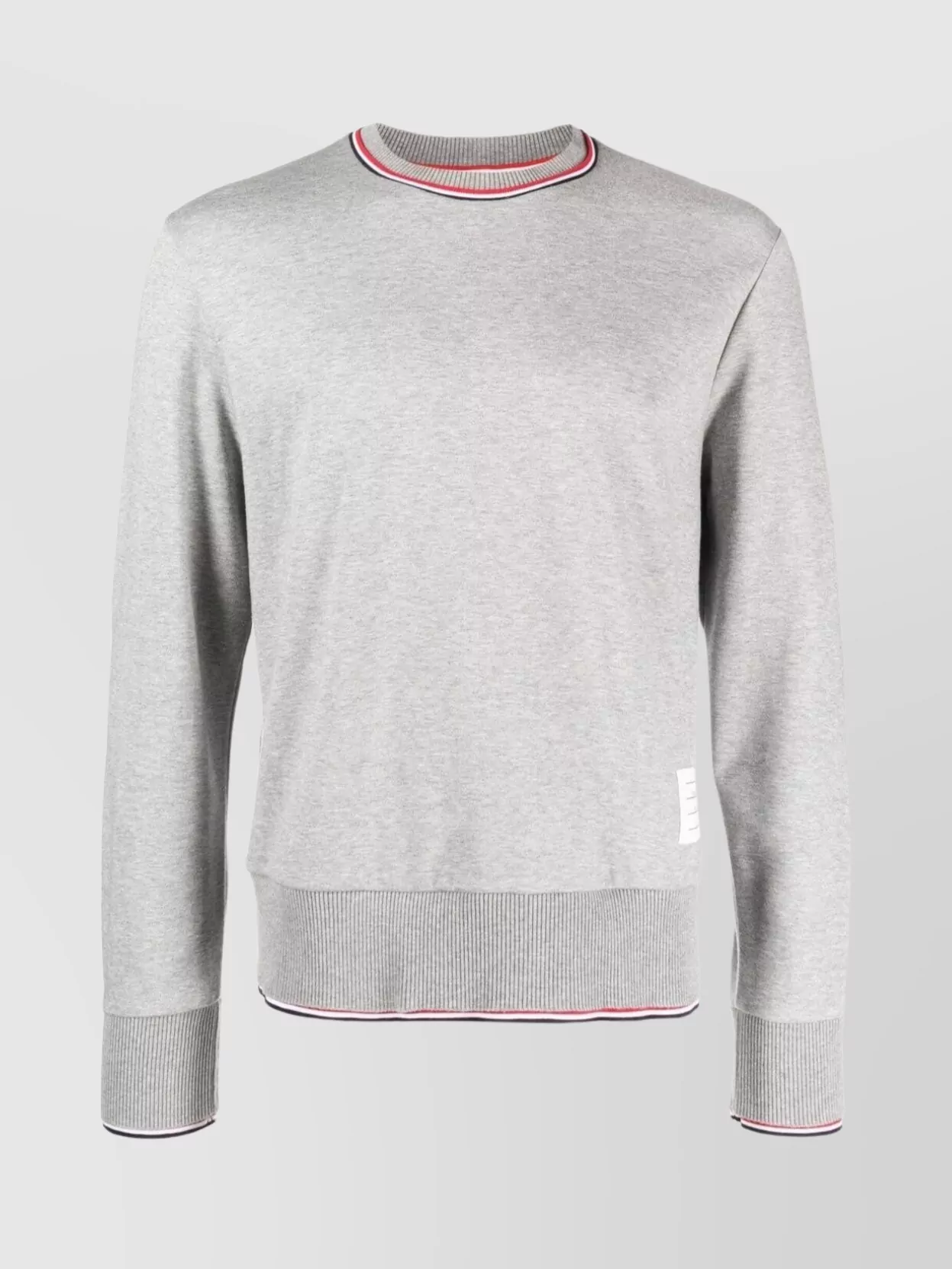 Shop Thom Browne Ribbed Collar Crewneck Sweater In Grey