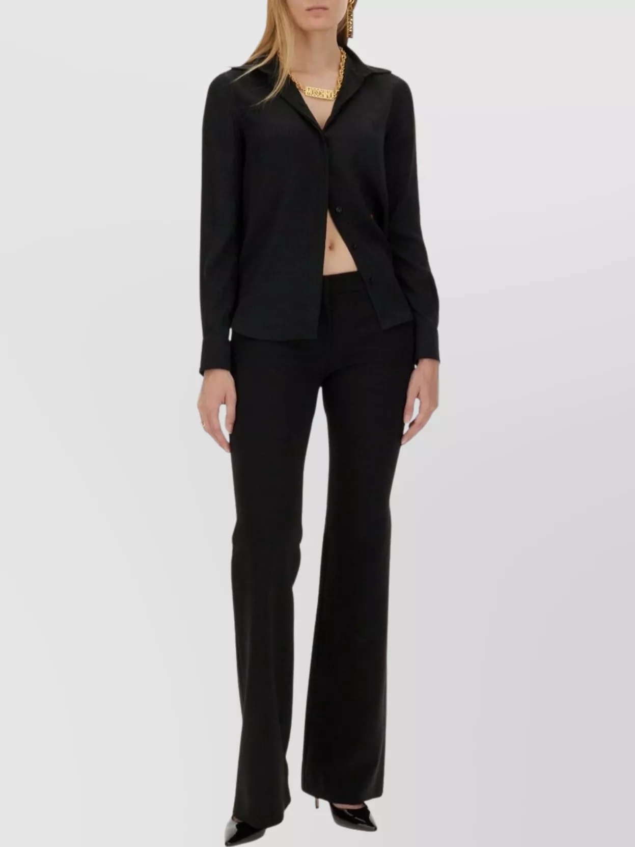 Moschino Silk Blend Shirt With Collared Neck