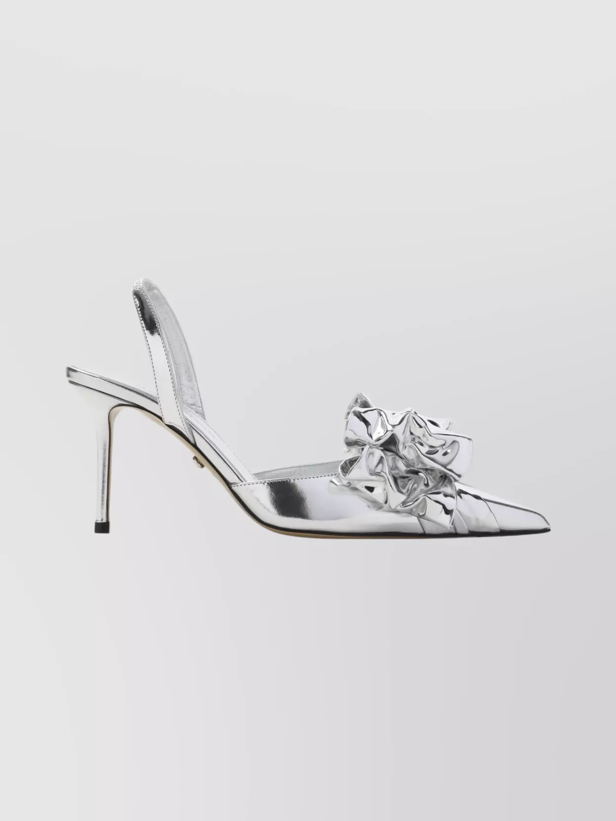 Mach & Mach Silver Leather Stiletto Pumps Bow Detail