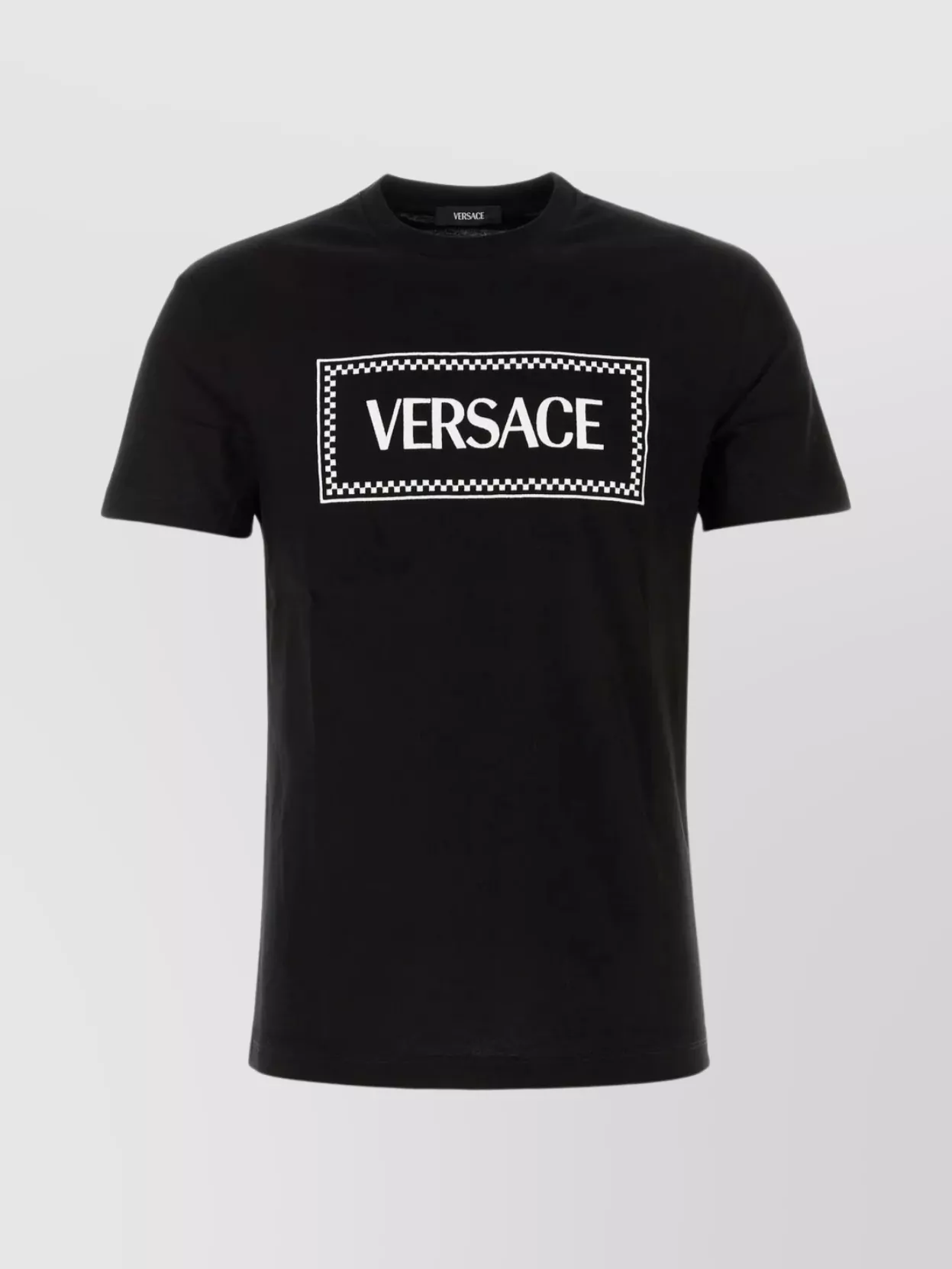 Shop Versace Ribbed Crew-neck Cotton T-shirt With Short Sleeves