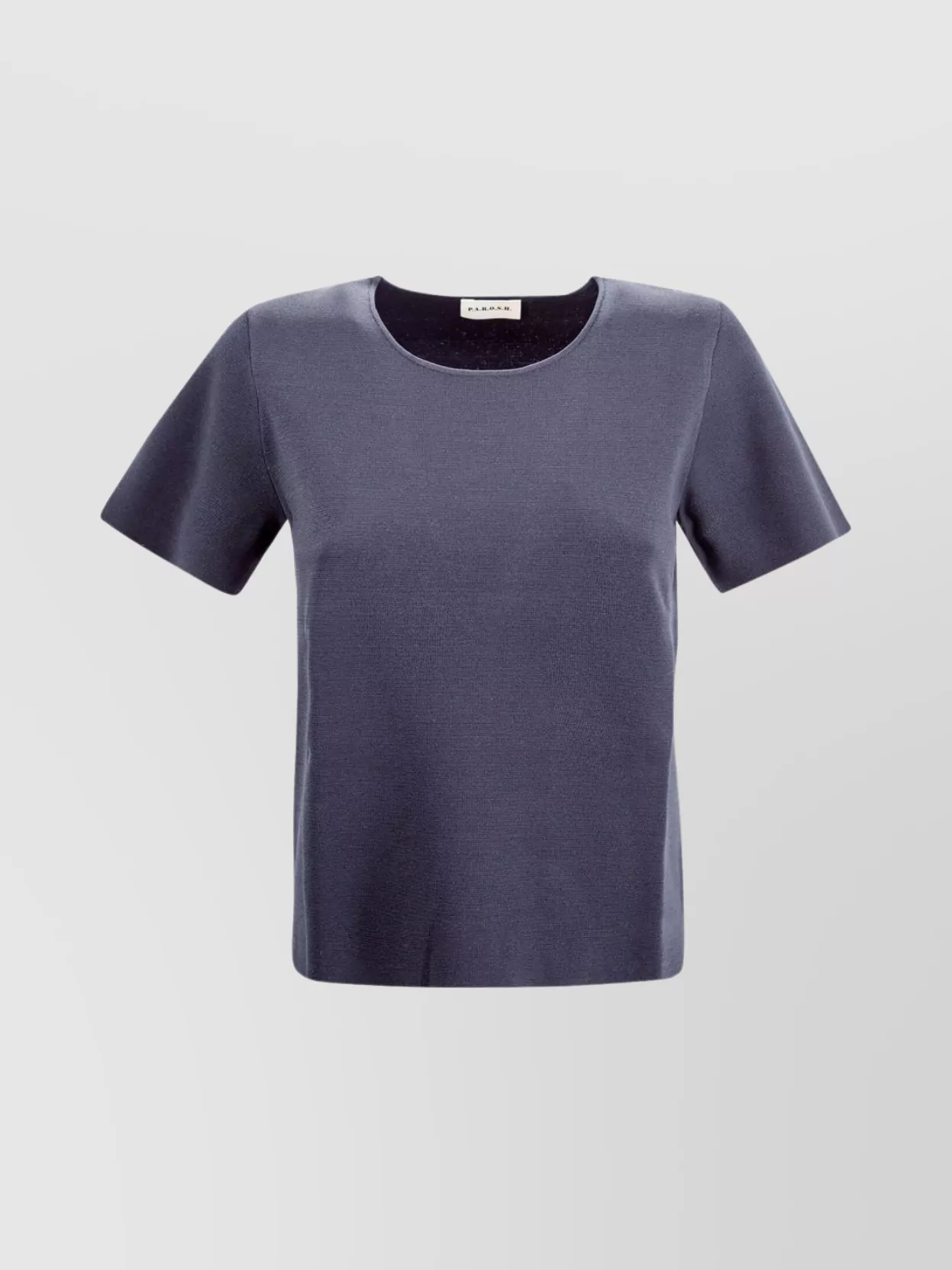 Shop P.a.r.o.s.h Versatile Crewneck Knit Top With Short Sleeves In Blue