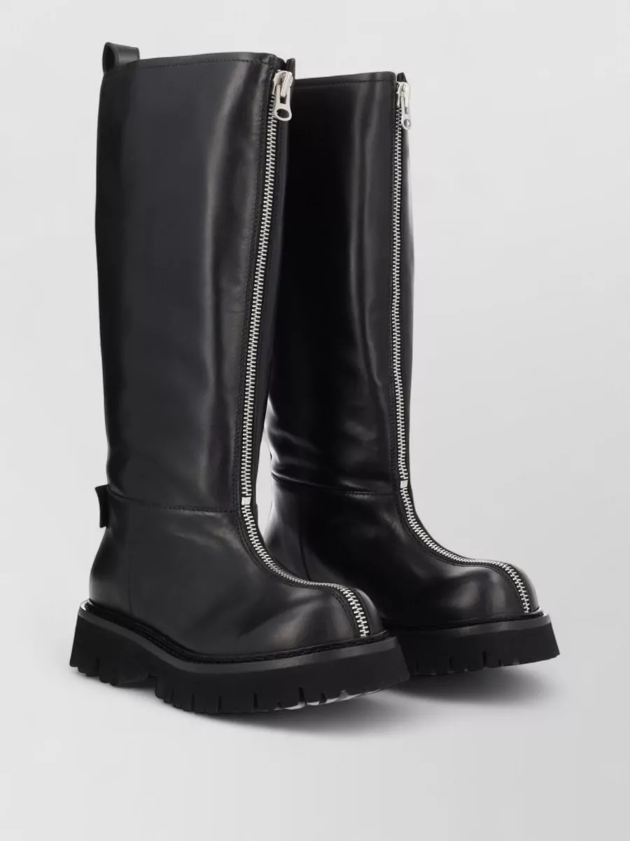 Moschino Knee High Boots Round Toe Chunky Sole