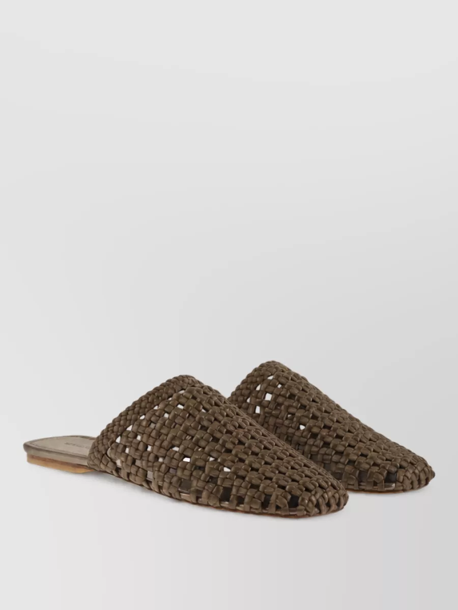 Stuart Weitzman Satin Woven Pointed-Toe Mules