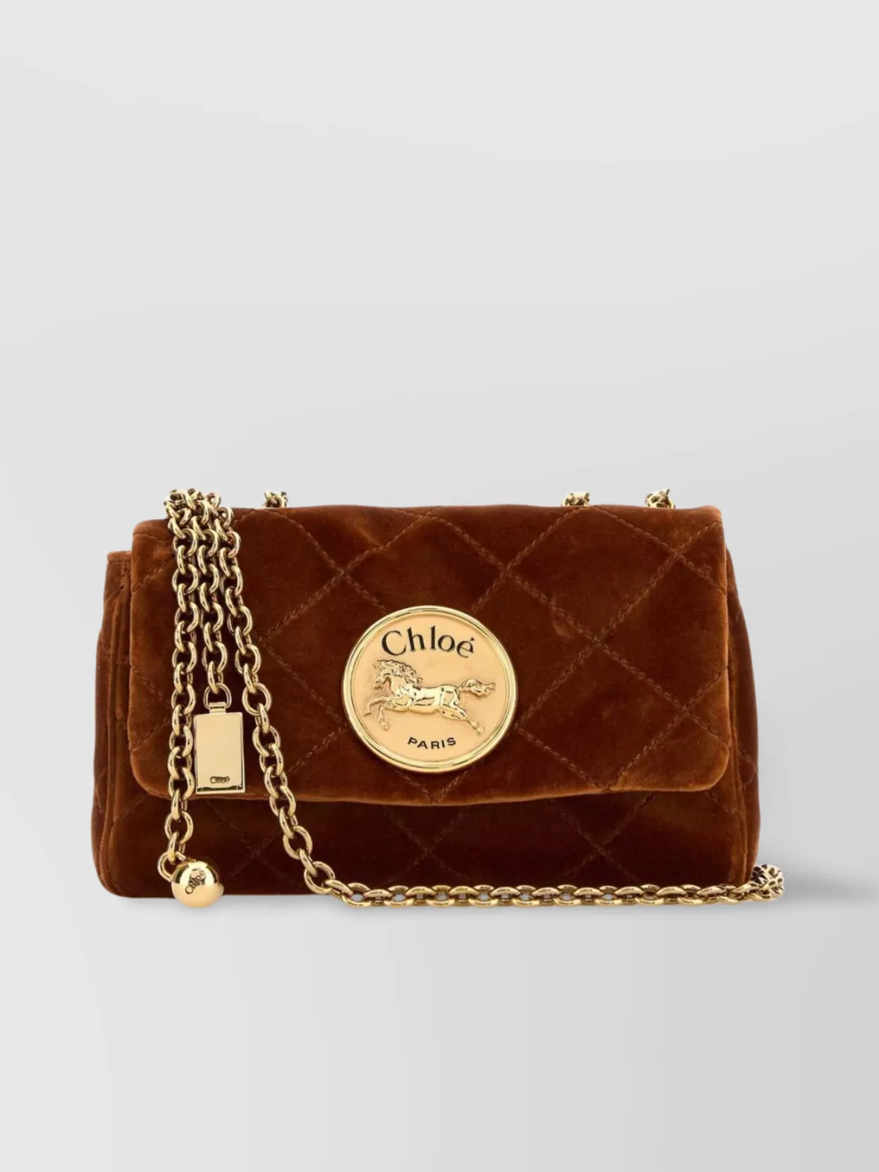 Chloé Chloe Women Caramel Velvet Small Chloe Heritage Shoulder Bag In Pink