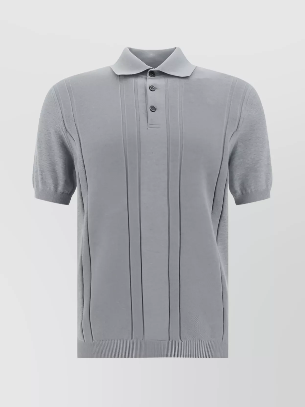 Brunello Cucinelli Collared Cotton Knit Polo Shirt In Gray