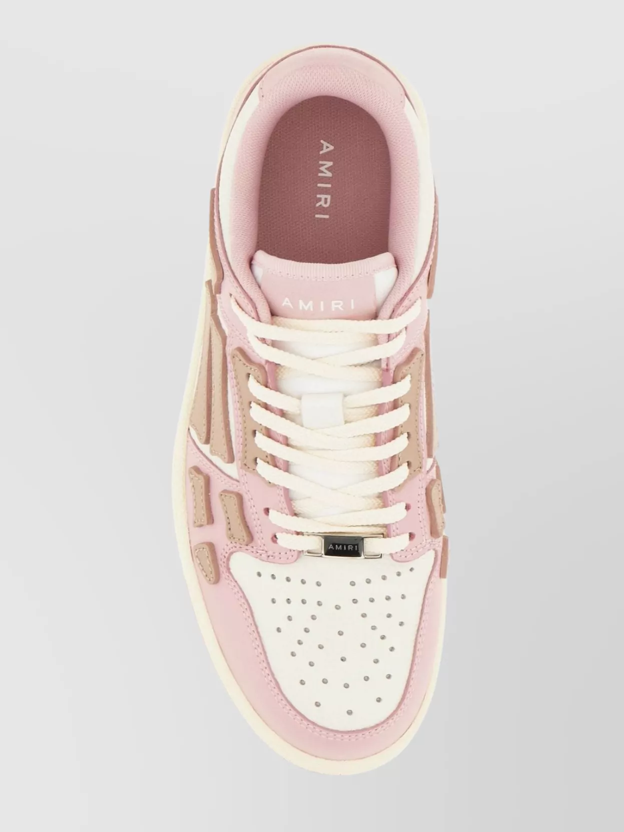 AMIRI LEATHER HIGH TOP SNEAKERS WITH MULTICOLOR INSERTS
