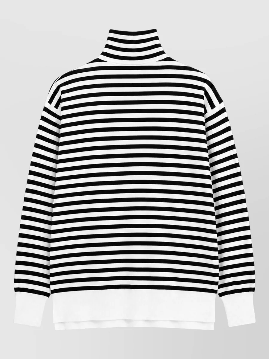 Ami Paris Striped Turtleneck Wool Silk Jumper