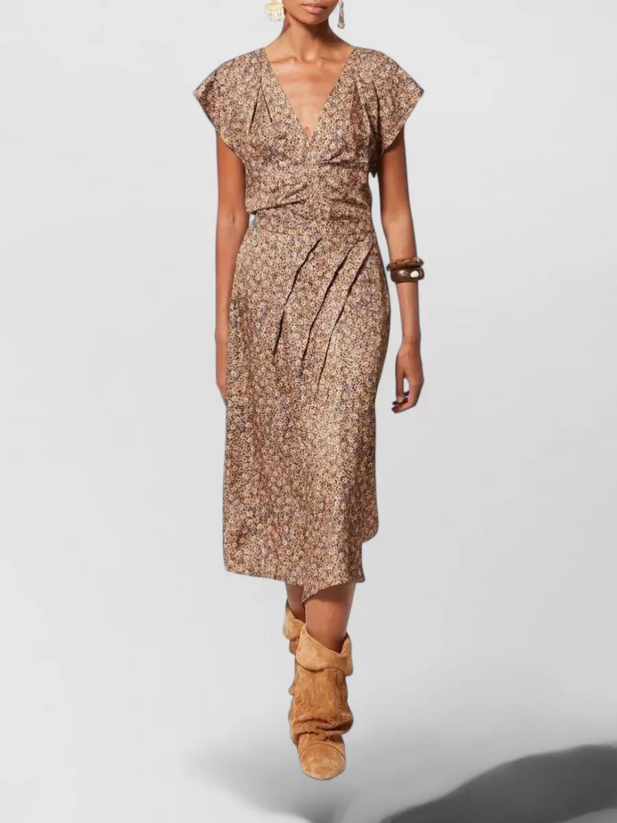 Isabel Marant High Waist Asymmetrical Midi Skirt Floral Draped