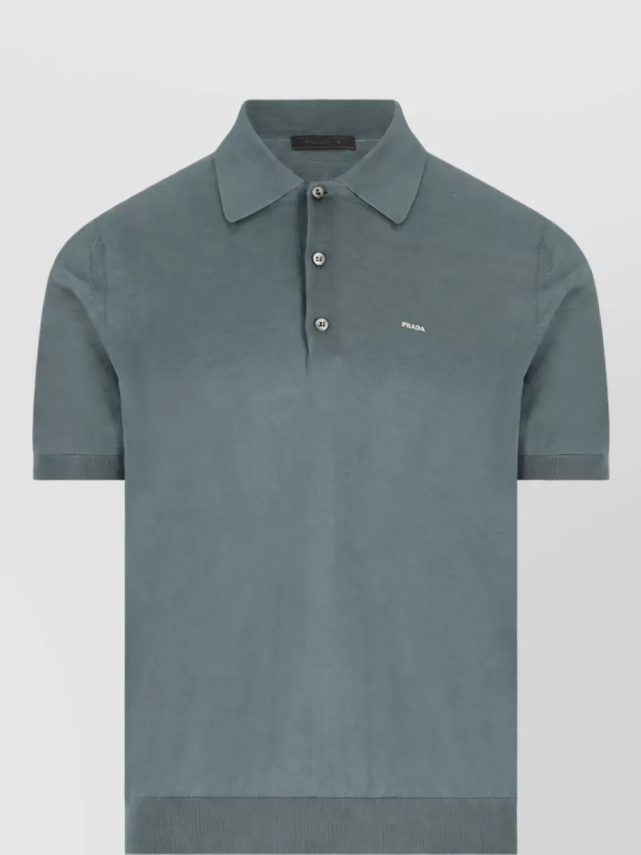Prada wool ribbed collar regular-fit polo shirt