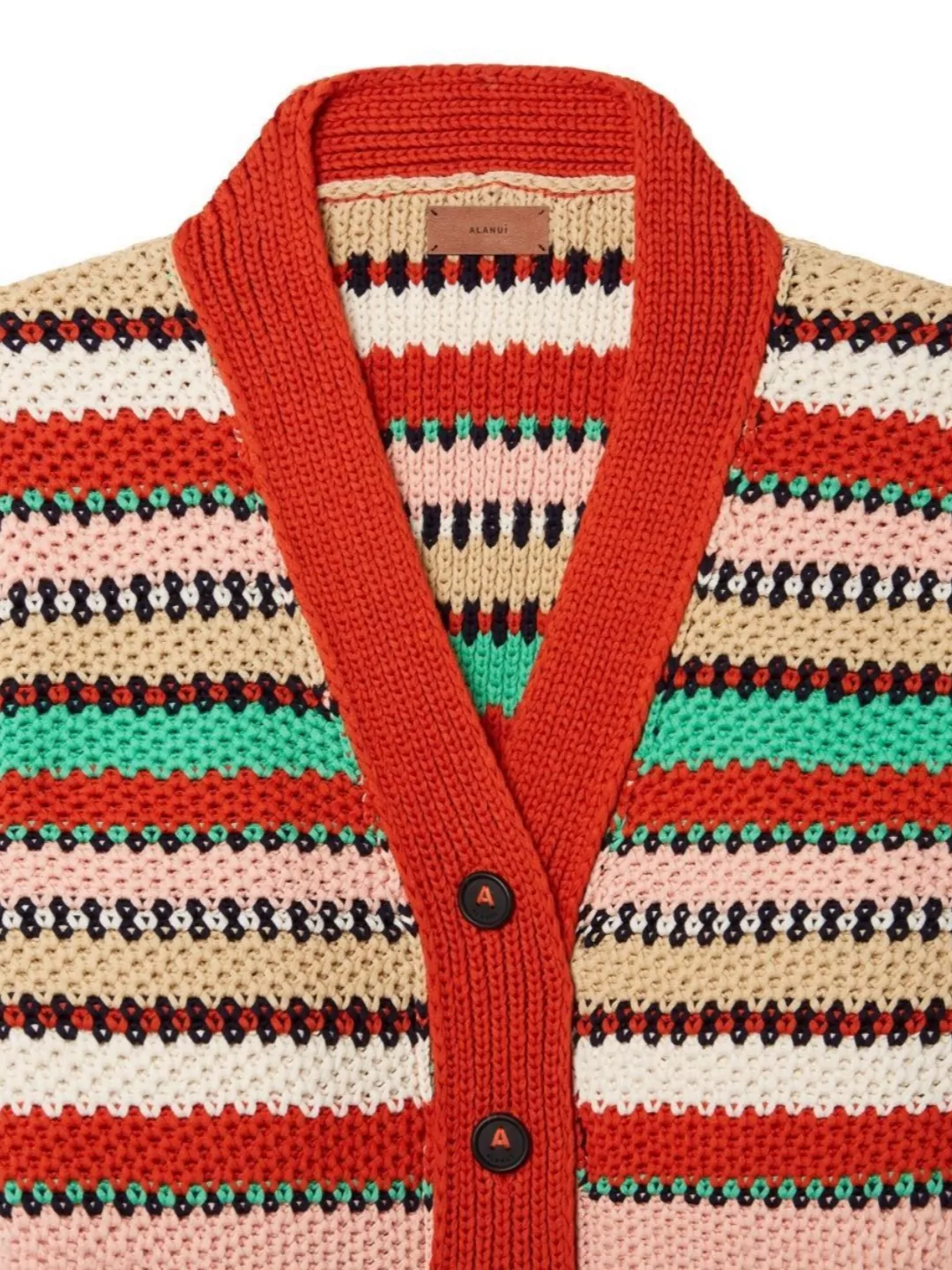 Alanui Striped V-Neck Drop Shoulder Cardigan