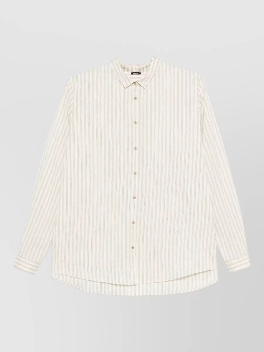 Apuntob Striped Long-Sleeve Polo-Collar Shirt