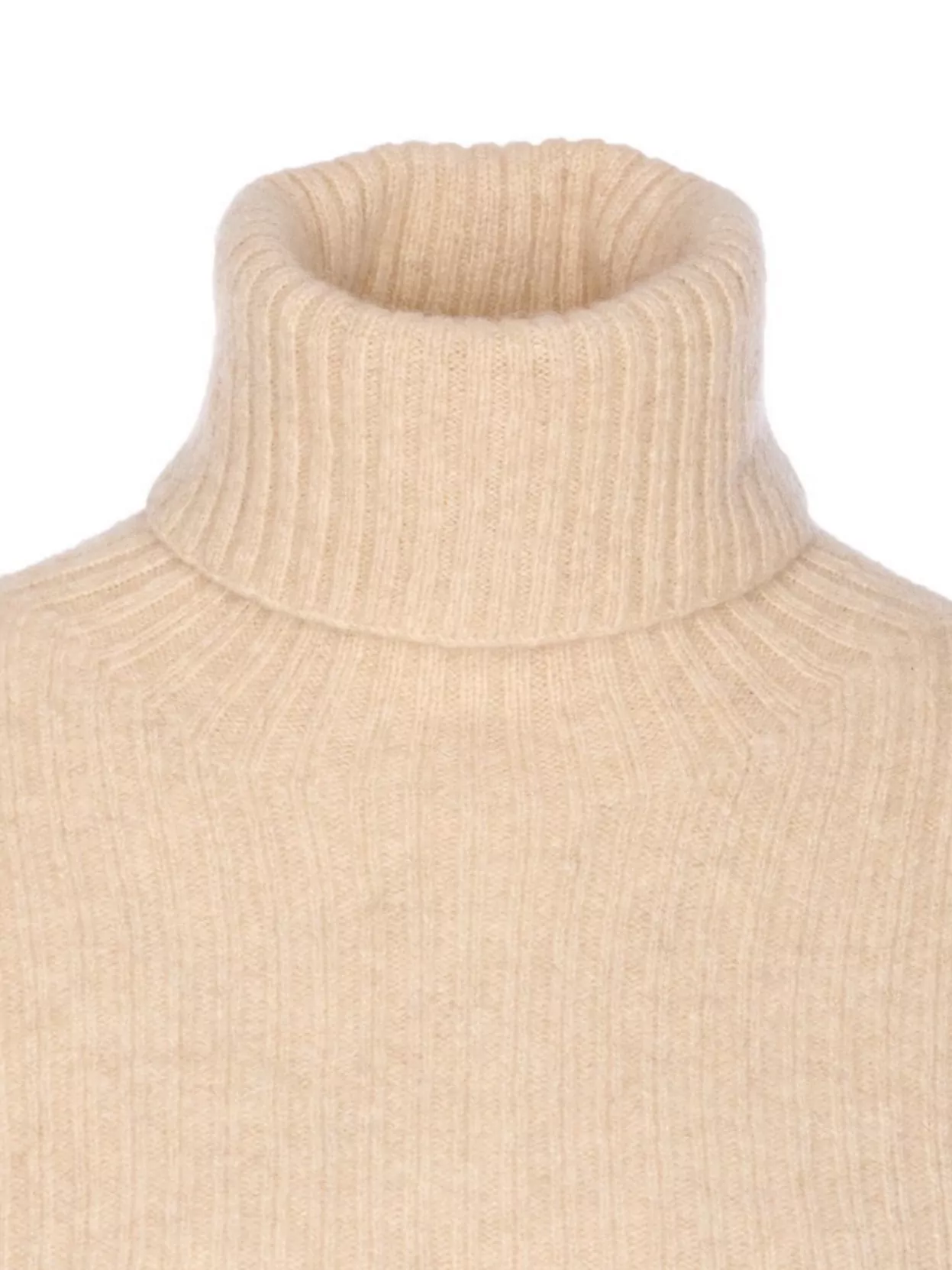 Uma Wang High Neck Turtleneck Knitwear With Distressed Ribbed Texture In Neutral