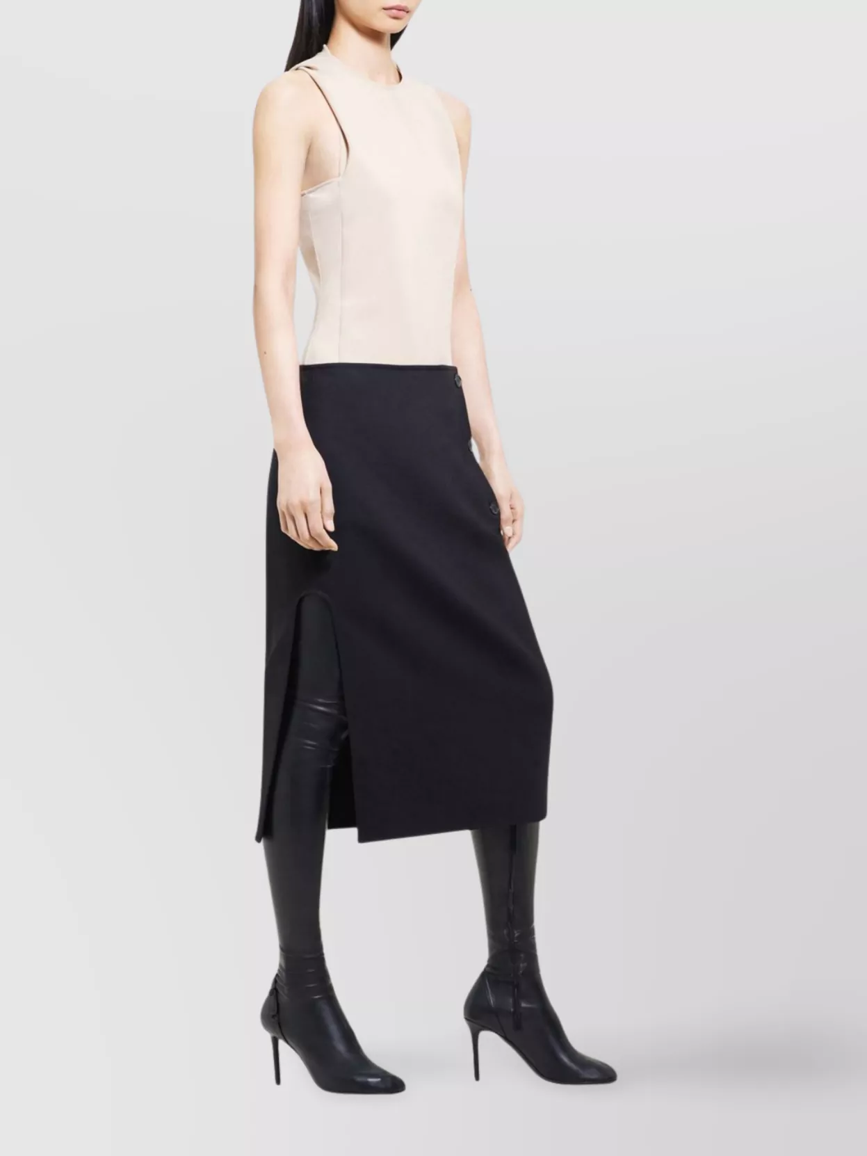 Courrèges Halterneck Sleeveless Hooded Bodysuit With Side Slit