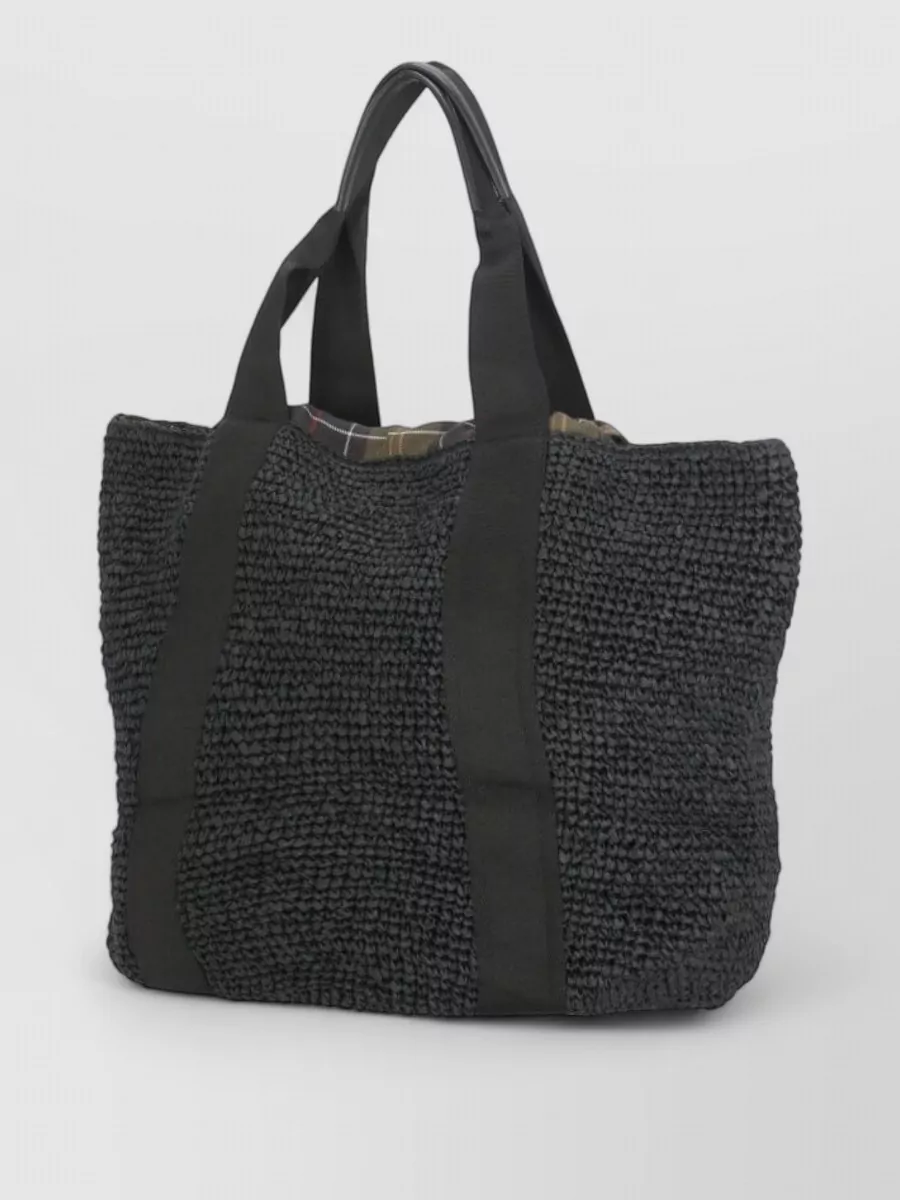 Barbour Rectangular Tote Bag Shoulder Woven Handles