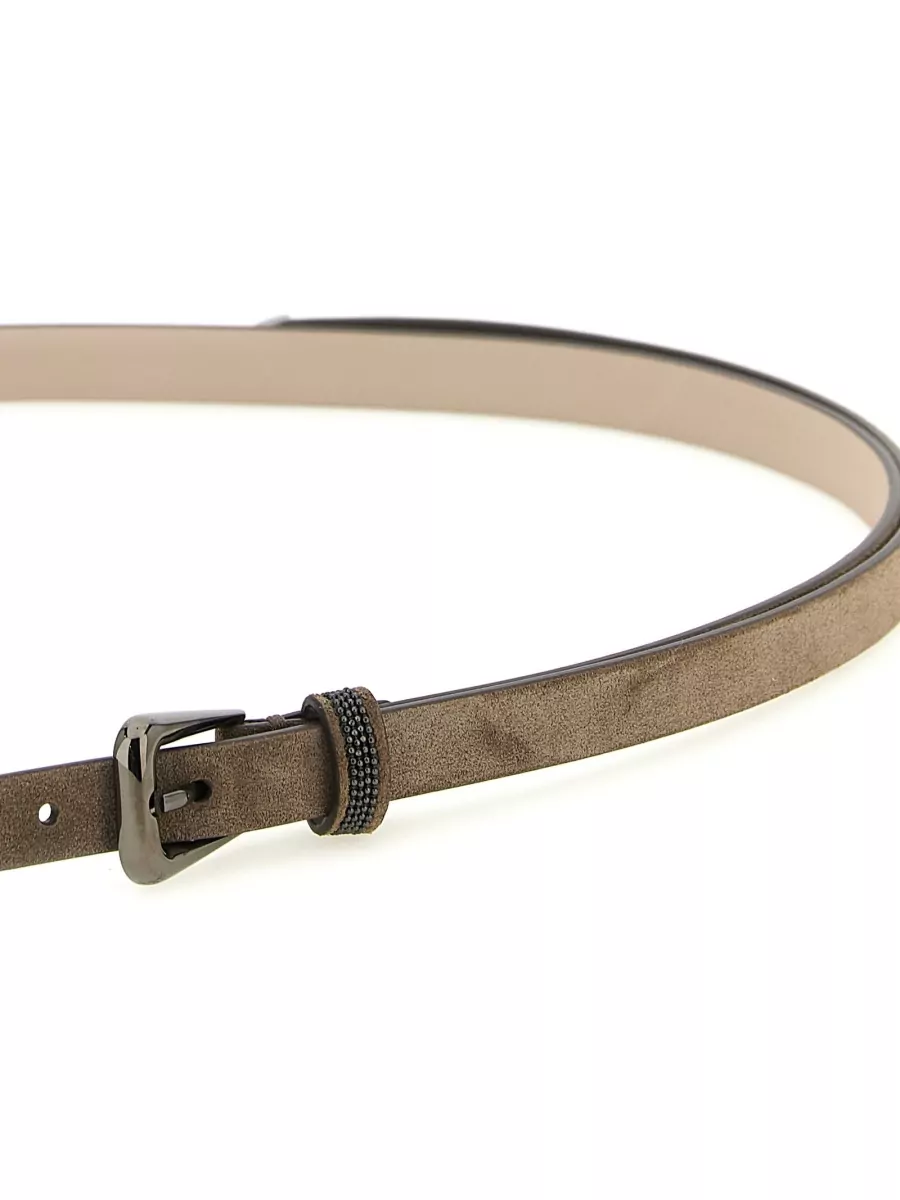 Brunello Cucinelli Slim Belt Shiny Loop Textured Design