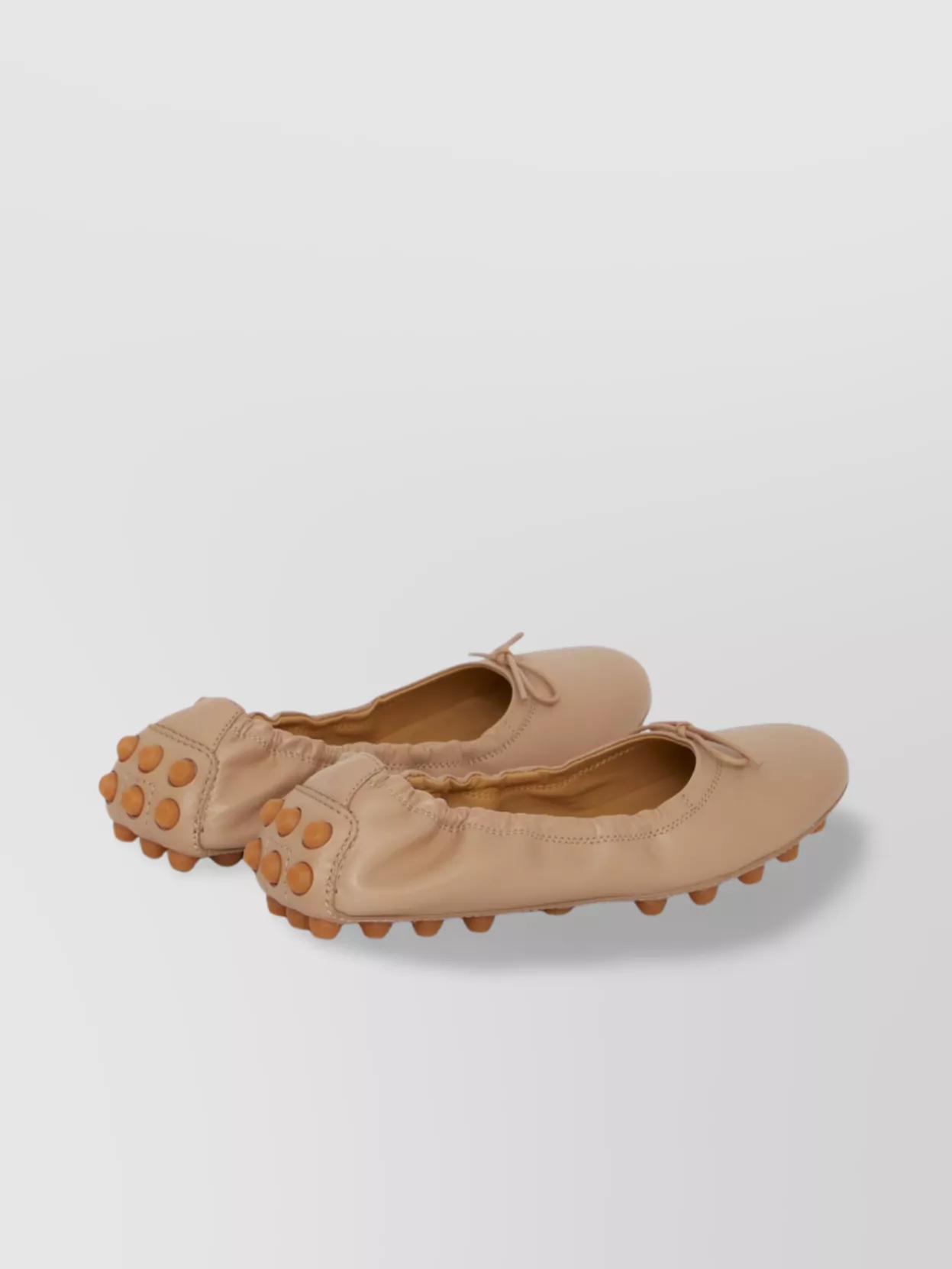 Tod's Lambskin Bow Detail Round Toe Ballerinas