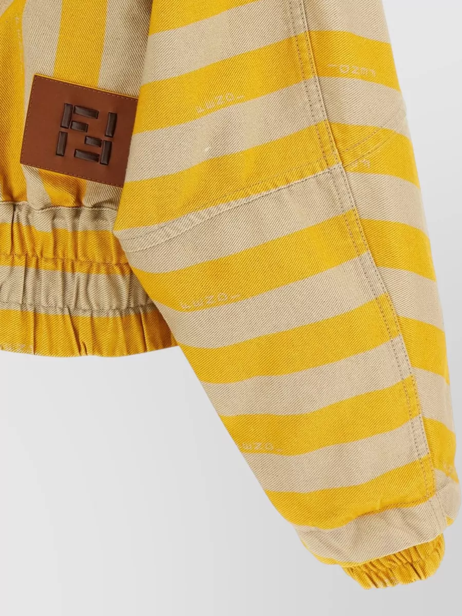 Fendi Striped Cropped Hooded Single-Breasted Jacket