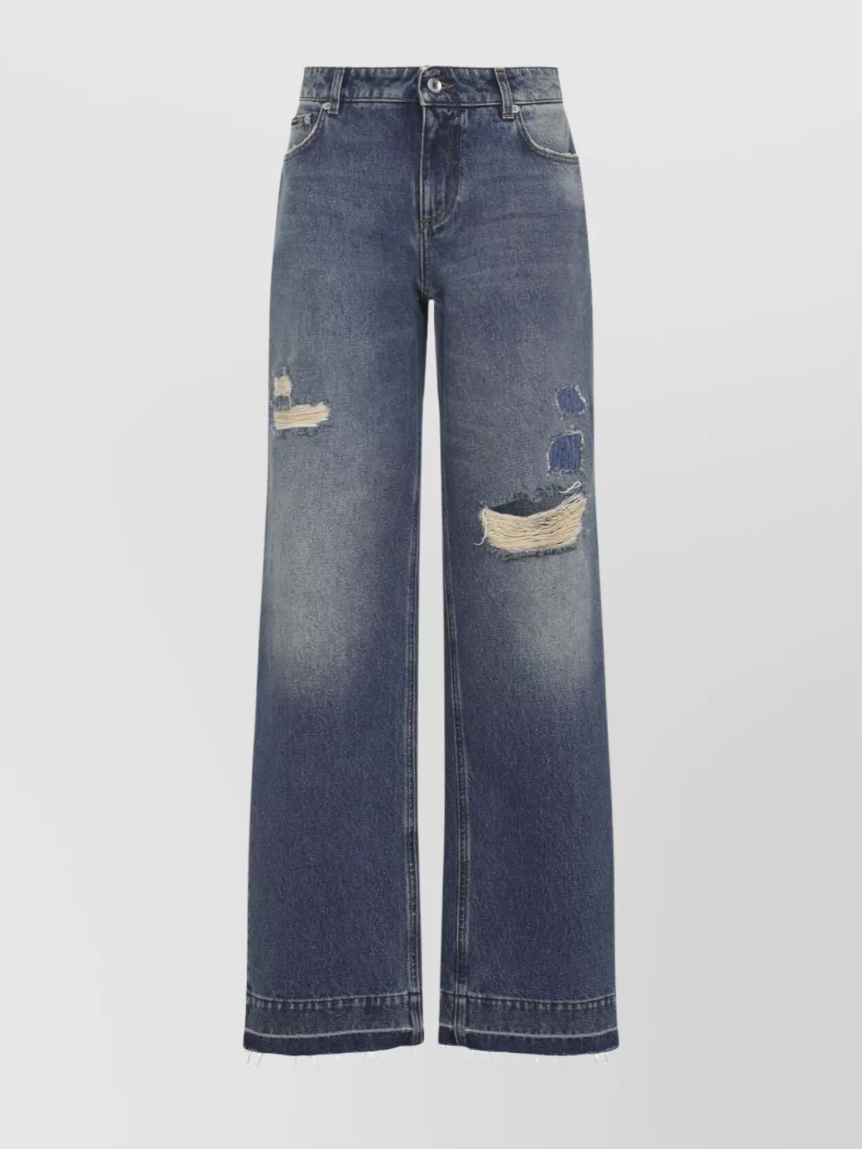 Dolce&Gabbana Wide-Leg Distressed Five-Pocket Jeans