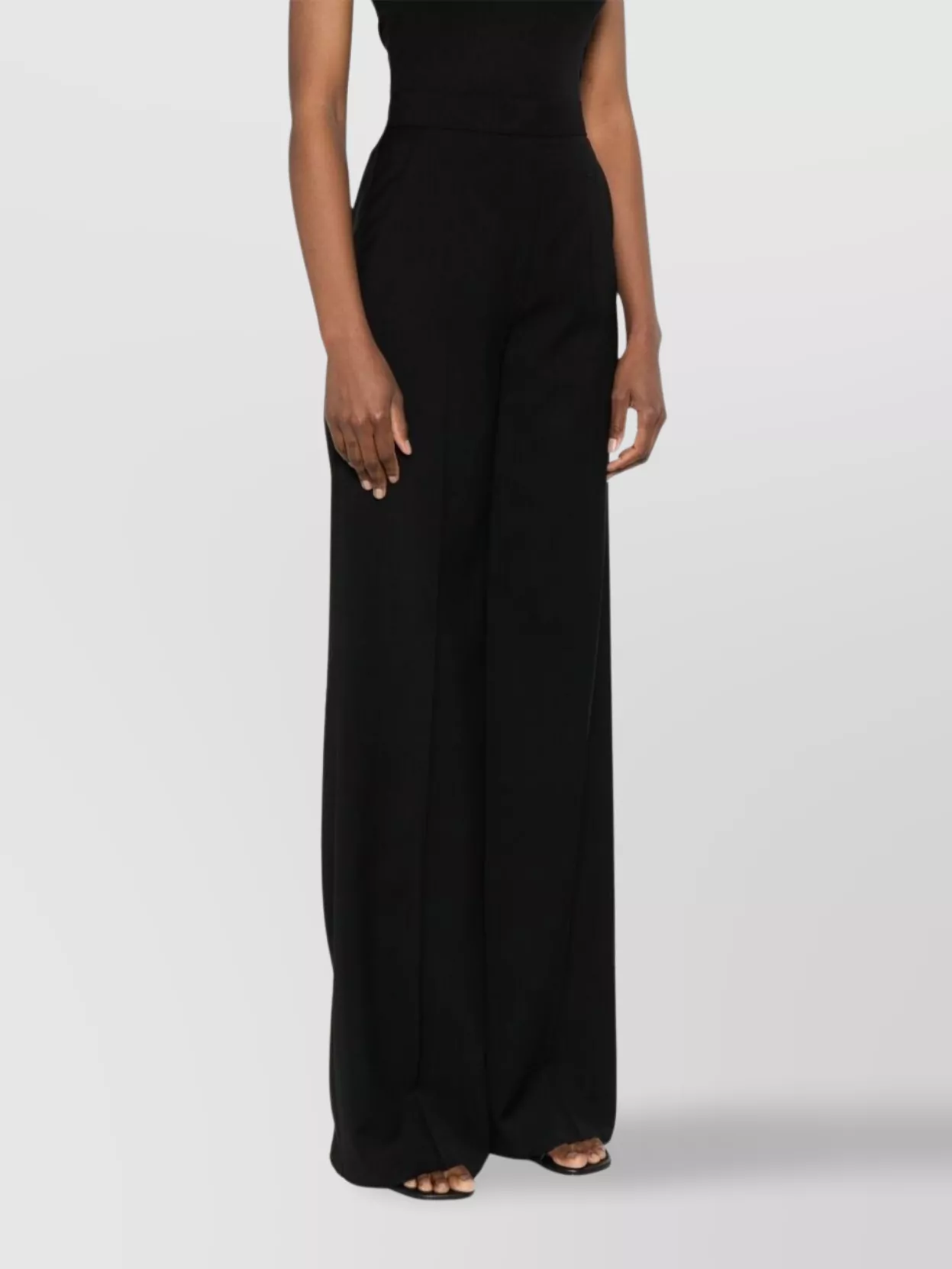 Max Mara Straight High Waist Wide-leg Trousers In Black