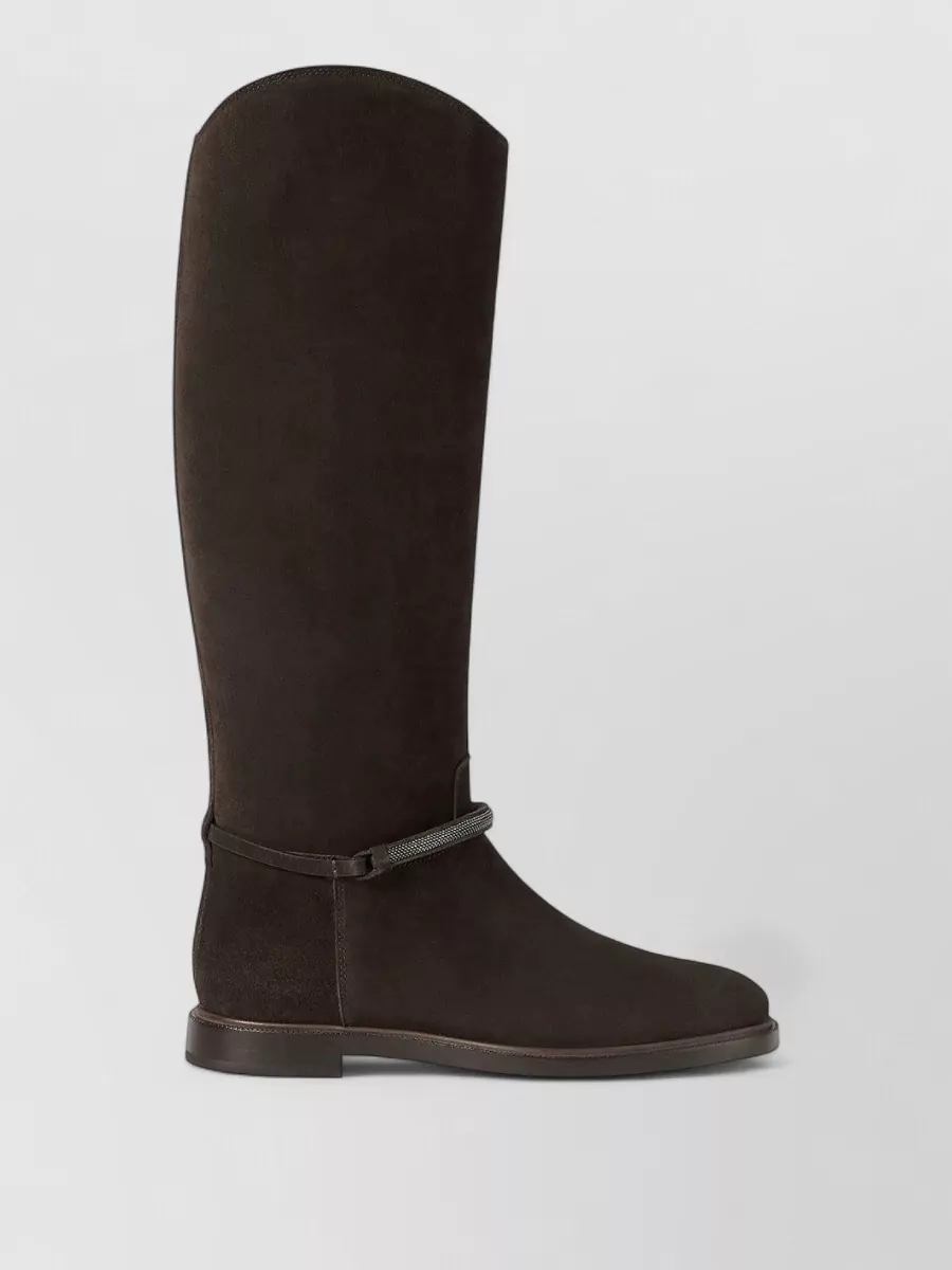 Brunello Cucinelli leather asymmetric suede boots