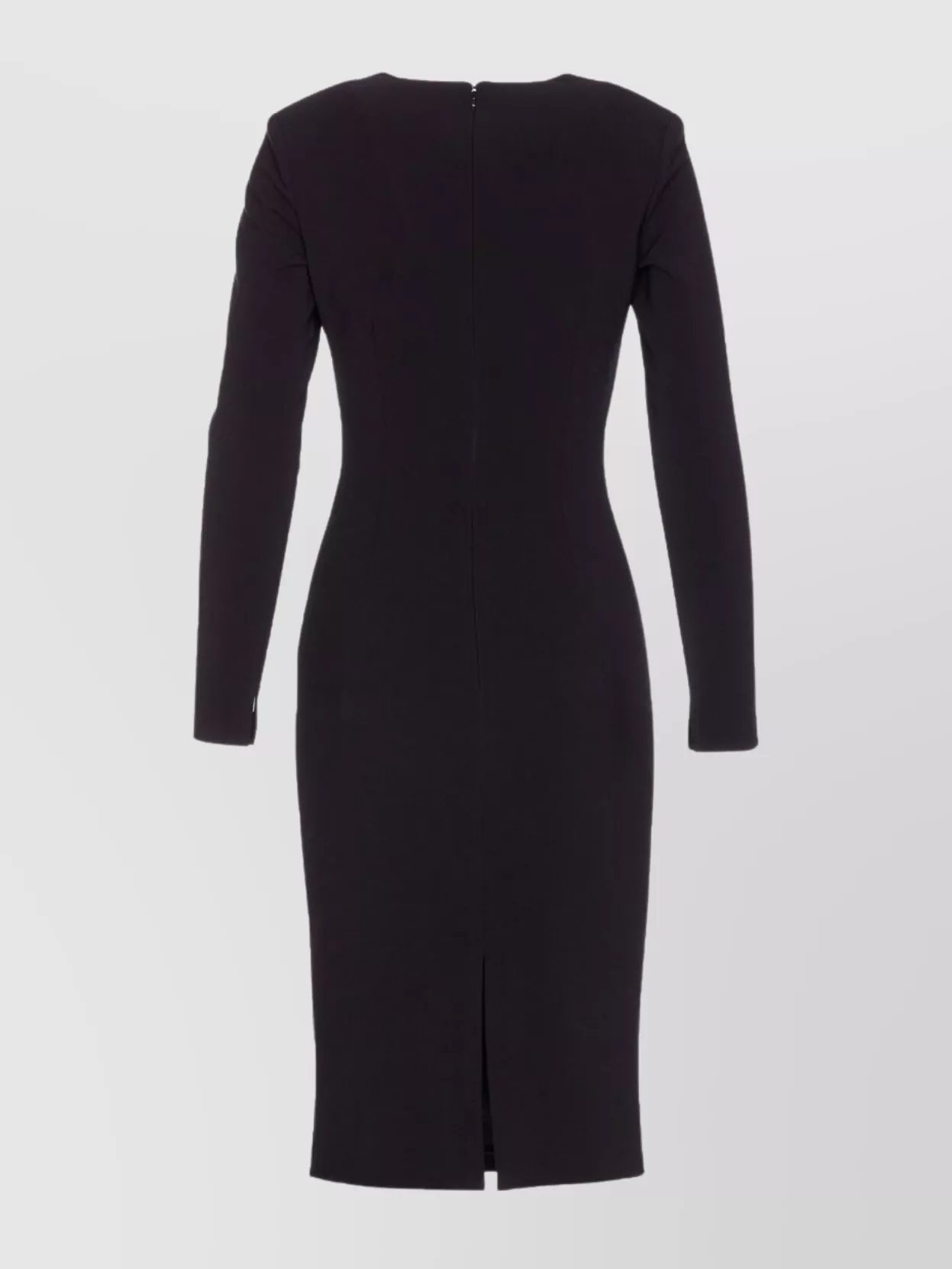 Elisabetta Franchi Shoulder Reinforced V-neckline Midi Dress With Split In Black
