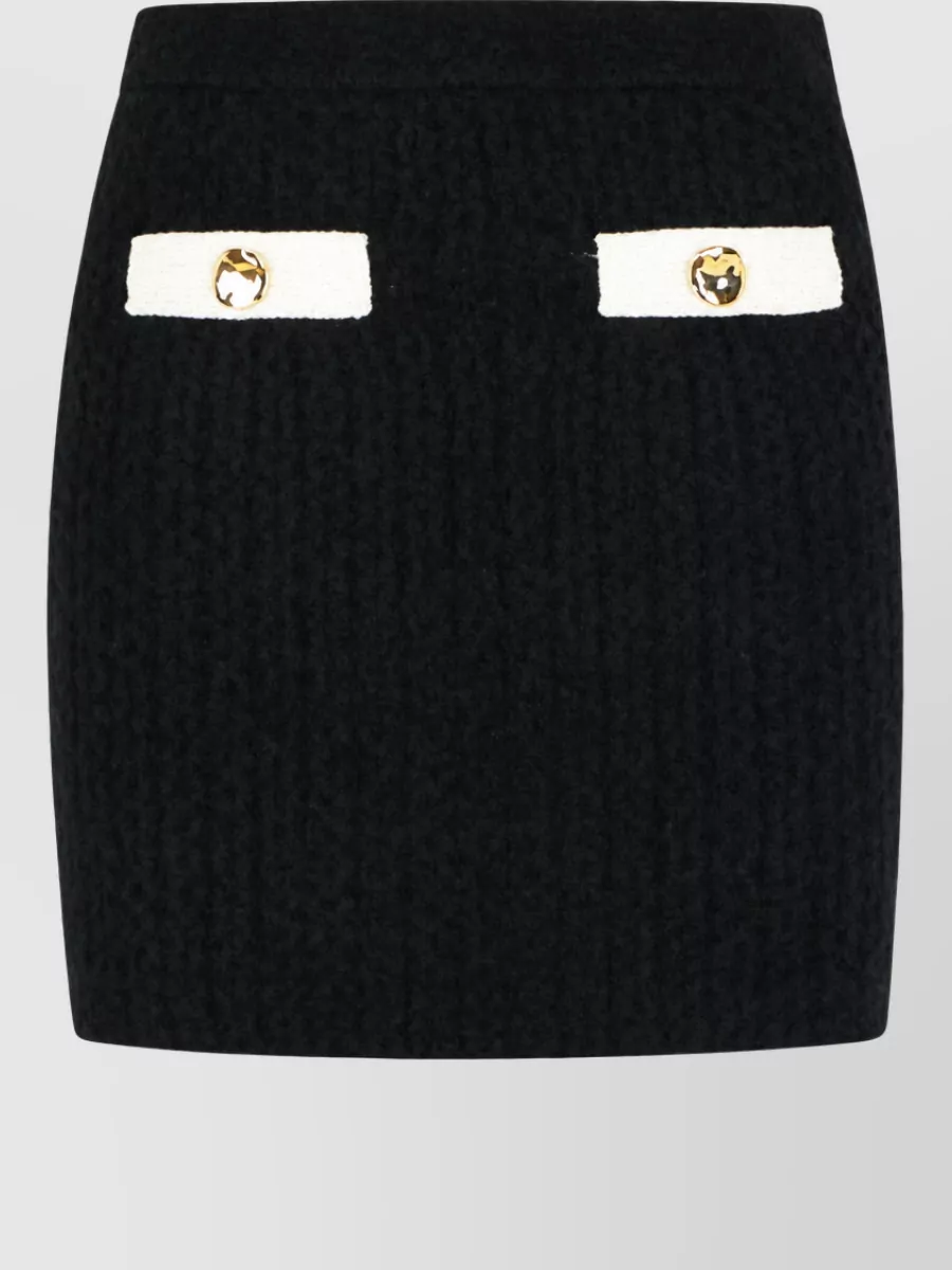 Self-Portrait Wool-Blend Fitted Skirt
