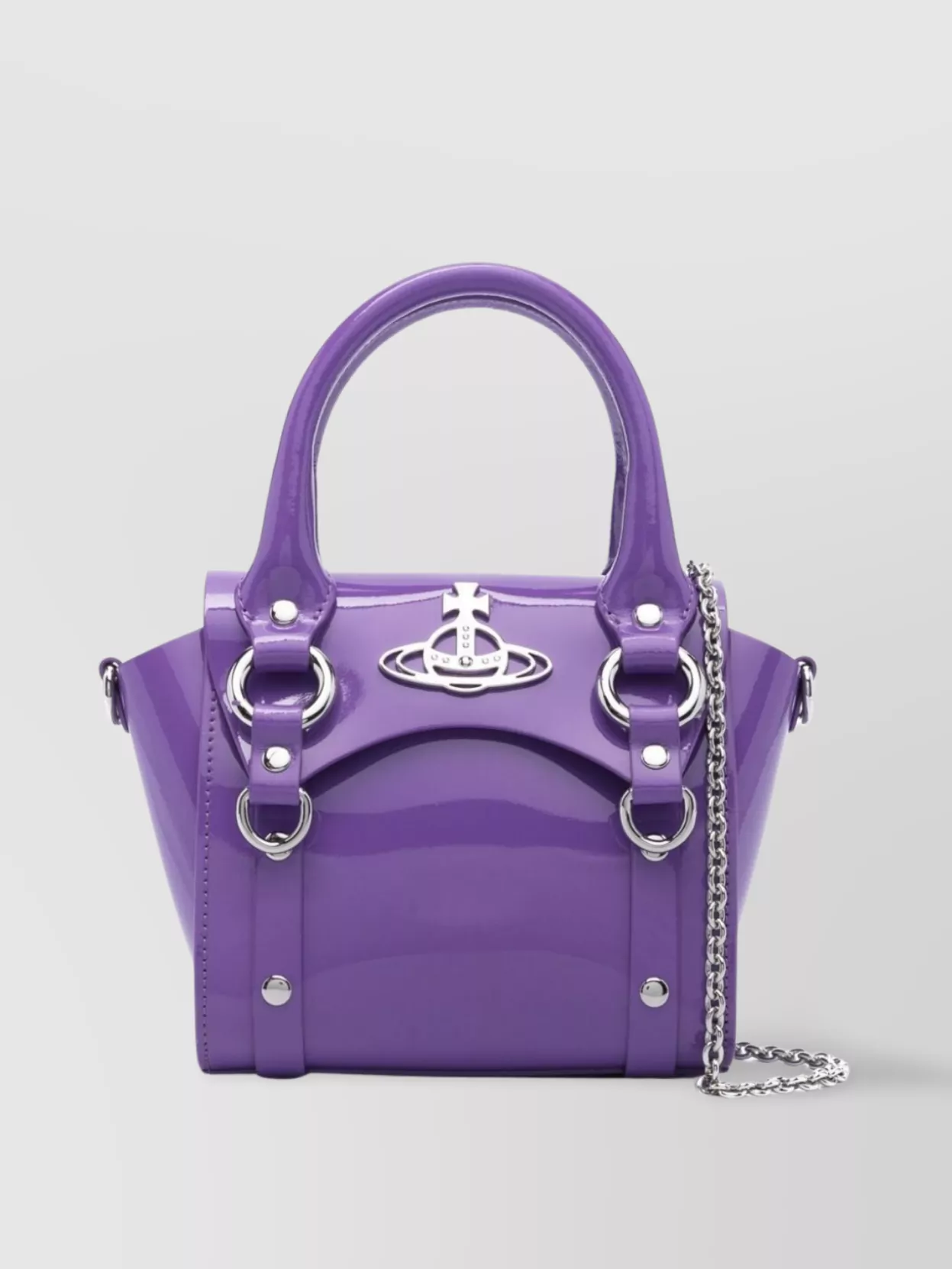 Shop Vivienne Westwood Polished Calf Leather Shoulder Bag In Purple