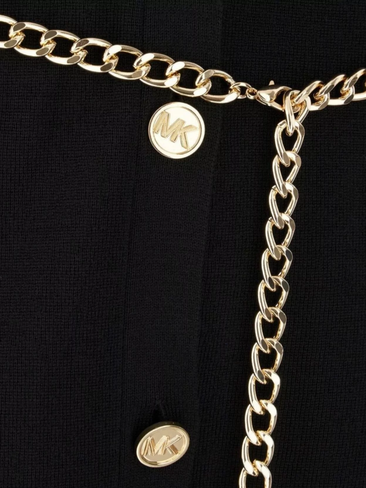 Michael Kors Wool Cardigan With Detachable Chain Belt In Black