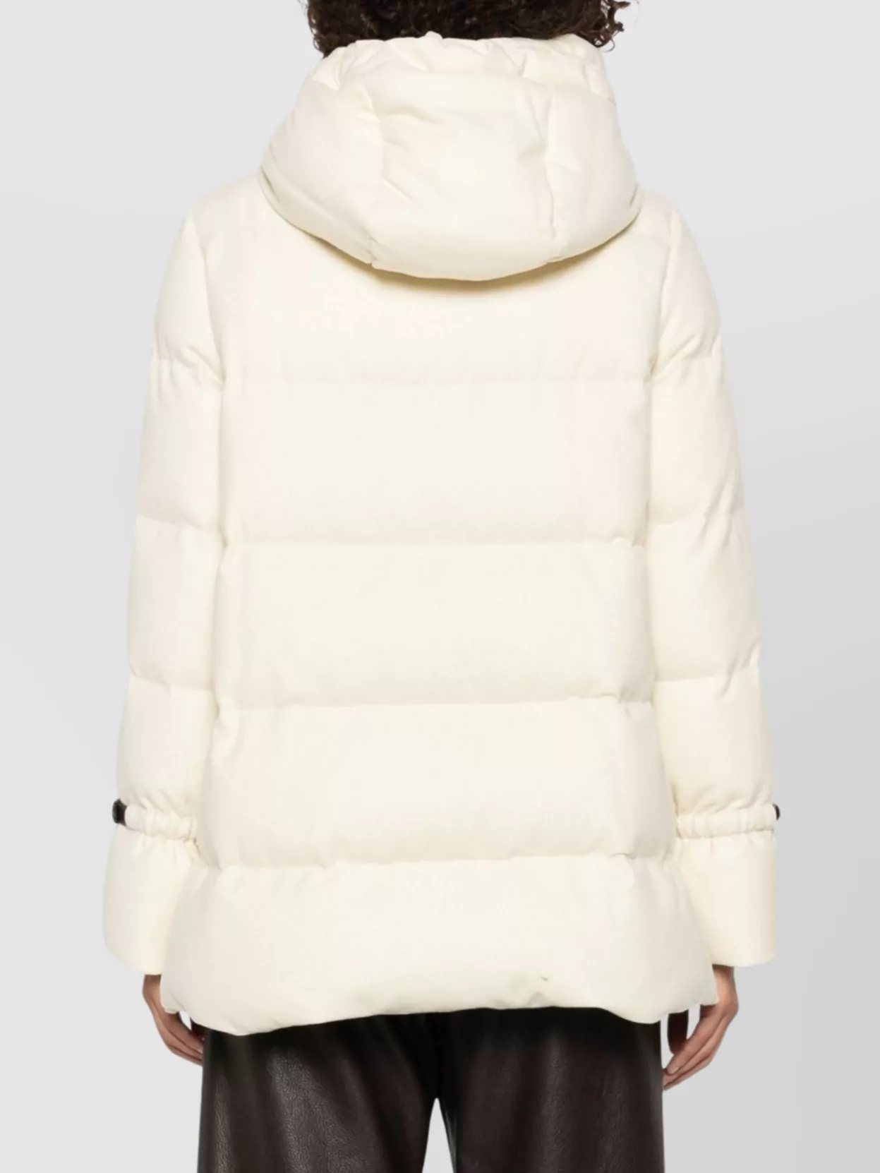 Herno Hooded Medium-length Wool Down Jacket With Zip Clothing In Neutral