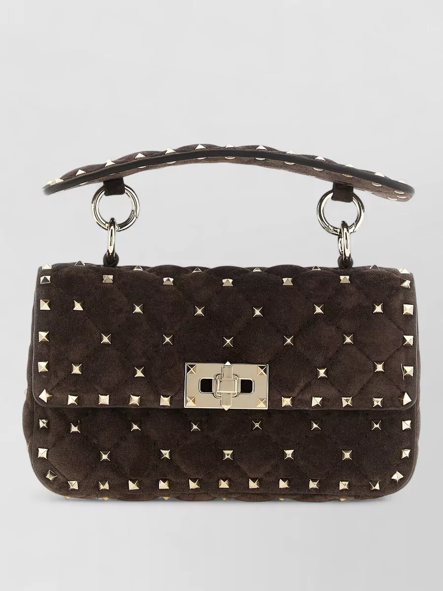 Valentino Garavani rockstud spike small suede leather clutch bag