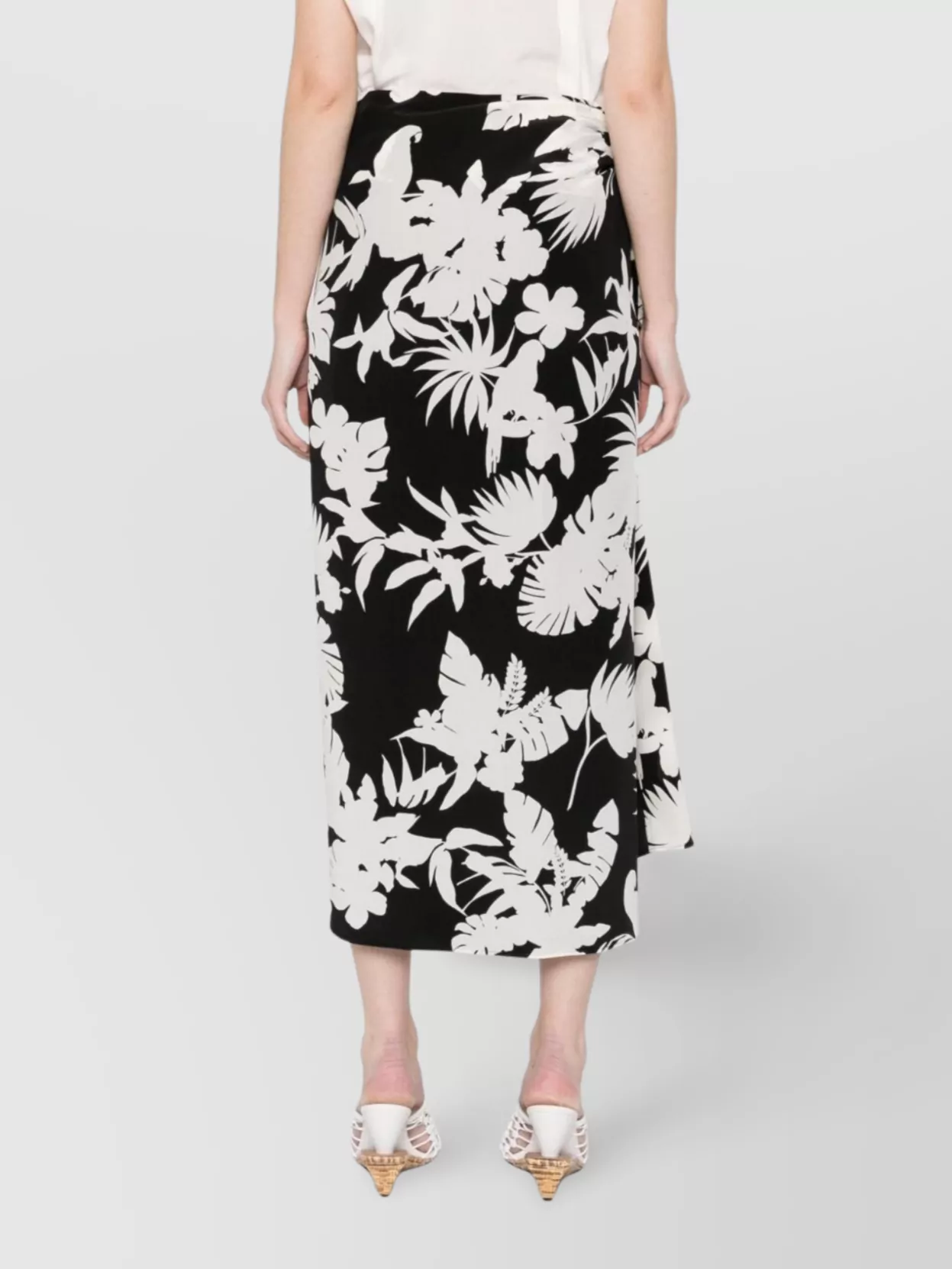 Max Mara High Waist Tropical Print Wrap Skirt