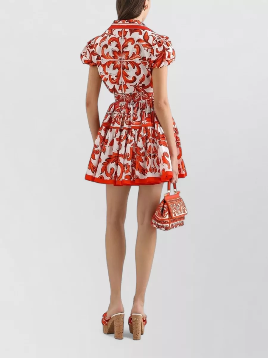 Dolce&Gabbana Cotton Floral-Print Ruffled Mini Skirt