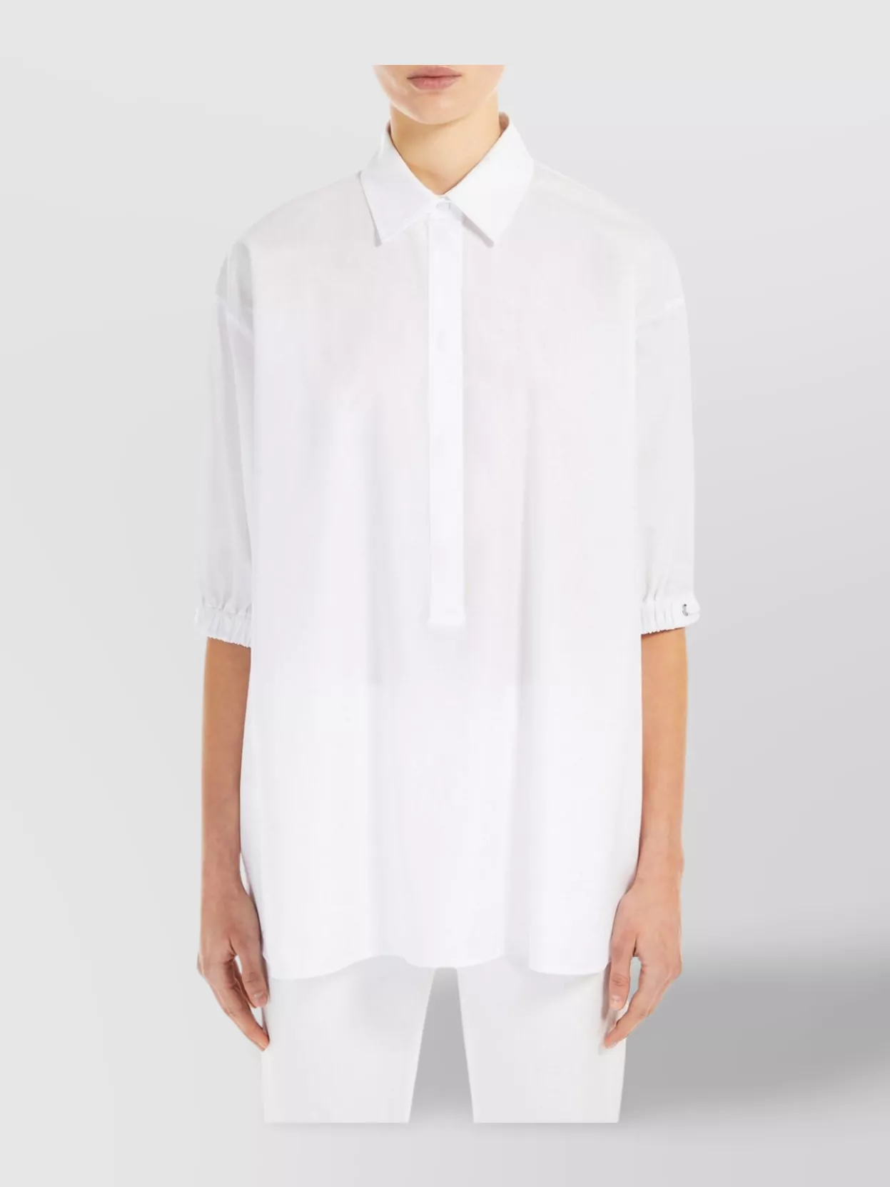 Max Mara Asymmetrical Collared Blouse Drawstring