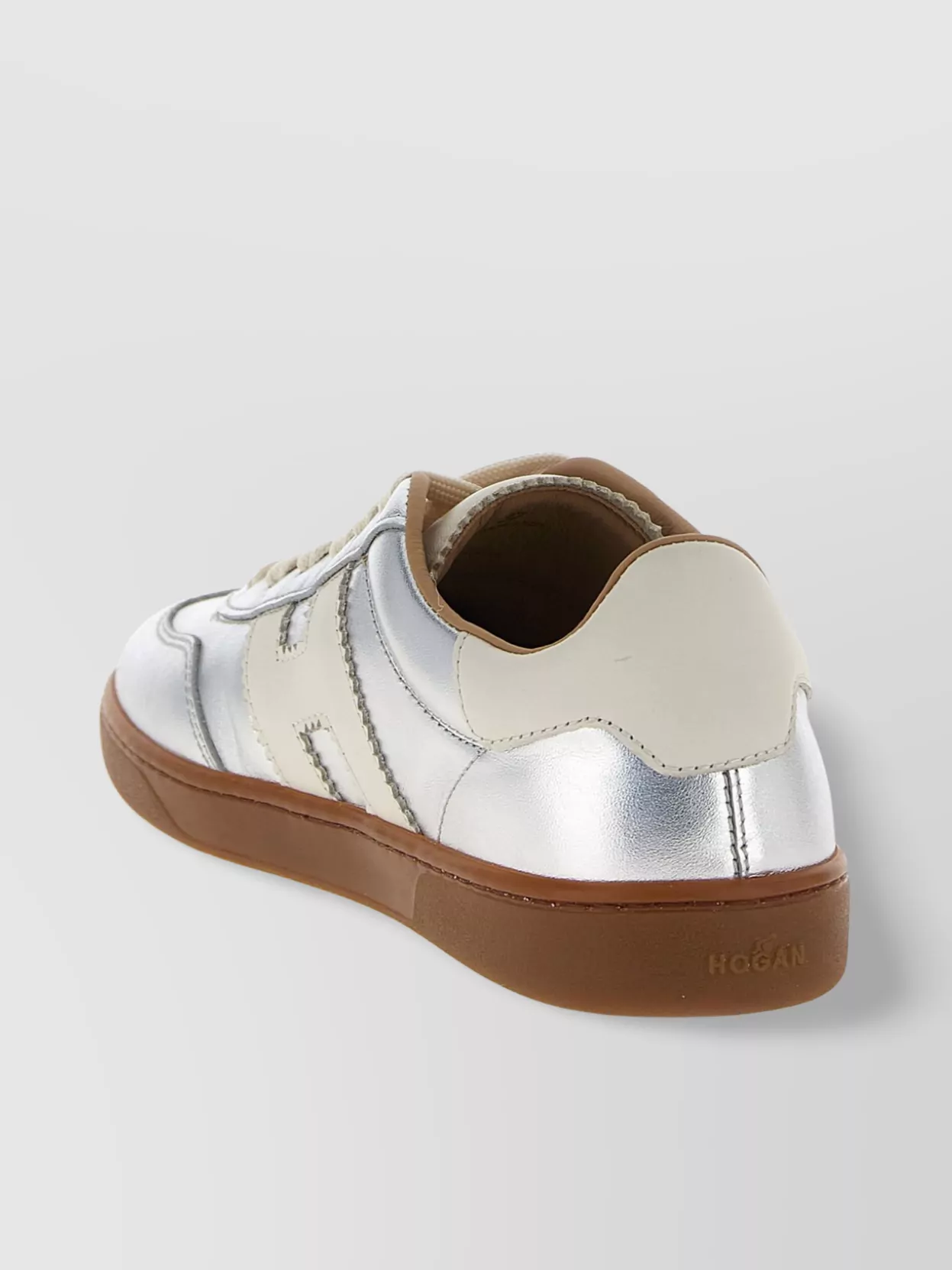 Hogan Chic Metallic Low-Top Rubber Sole Sneakers