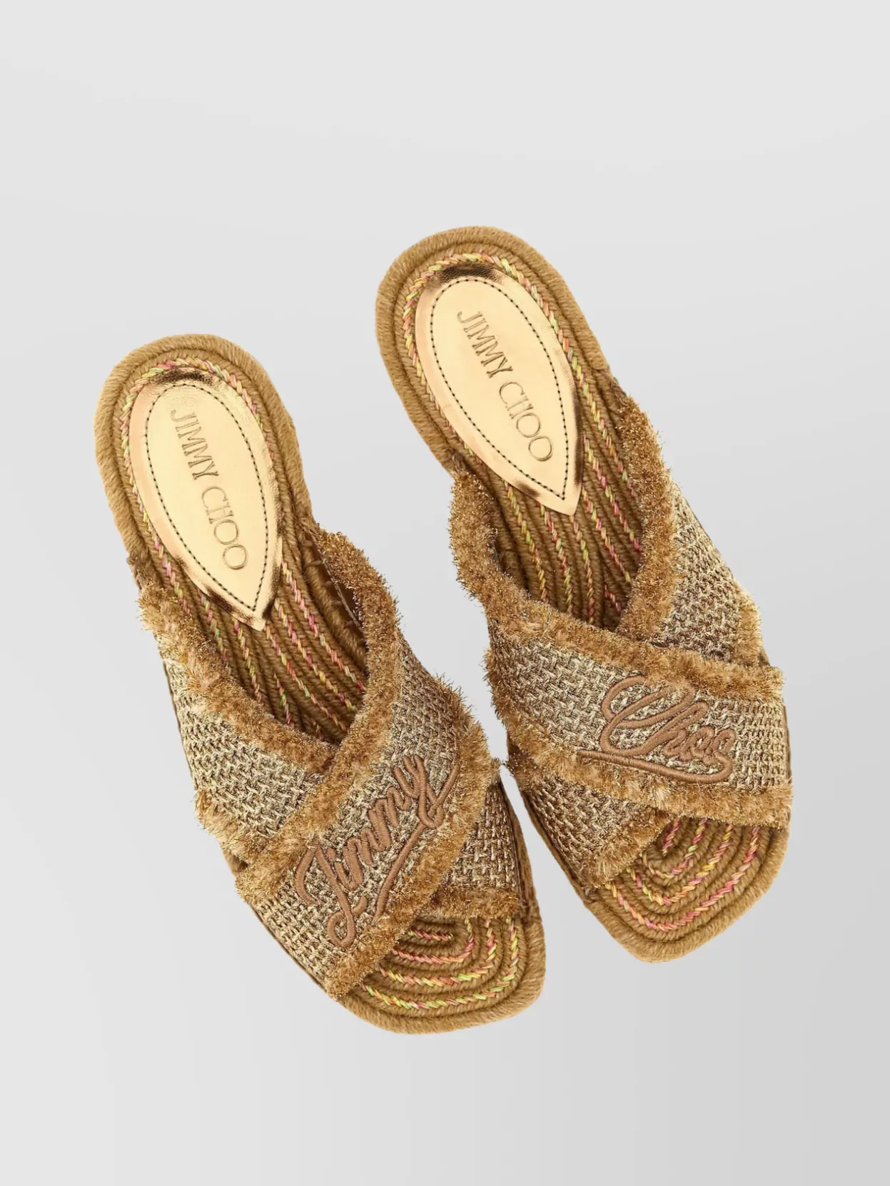 フラットシューズ Jimmy Choo 'Aciel' espadrilles Aciel leather-trimmed espadrilles in gold - Jimmy Choo