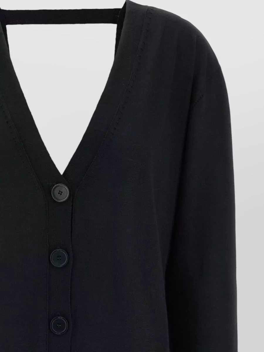 Nude Wool V-Neck Front Back Cardigan