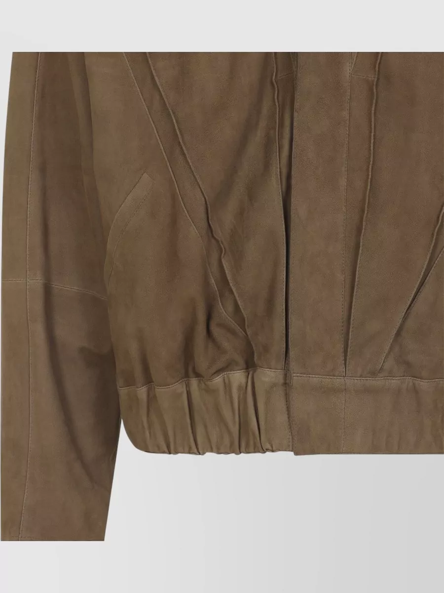 Giorgio Armani Jacket Elastic Hem Front Pockets High Collar